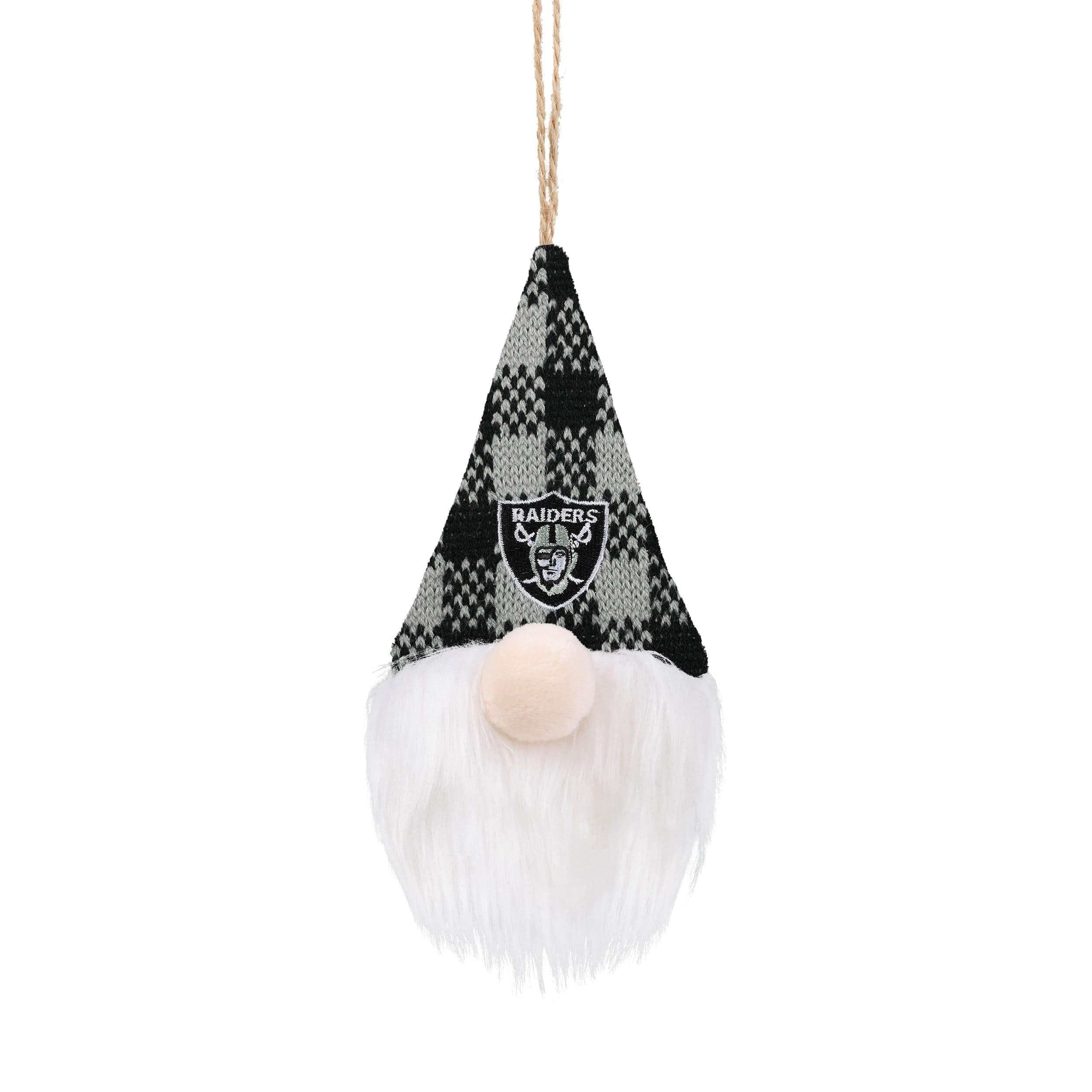 Las Vegas Raiders NFL Plaid Hat Plush Gnome Ornament