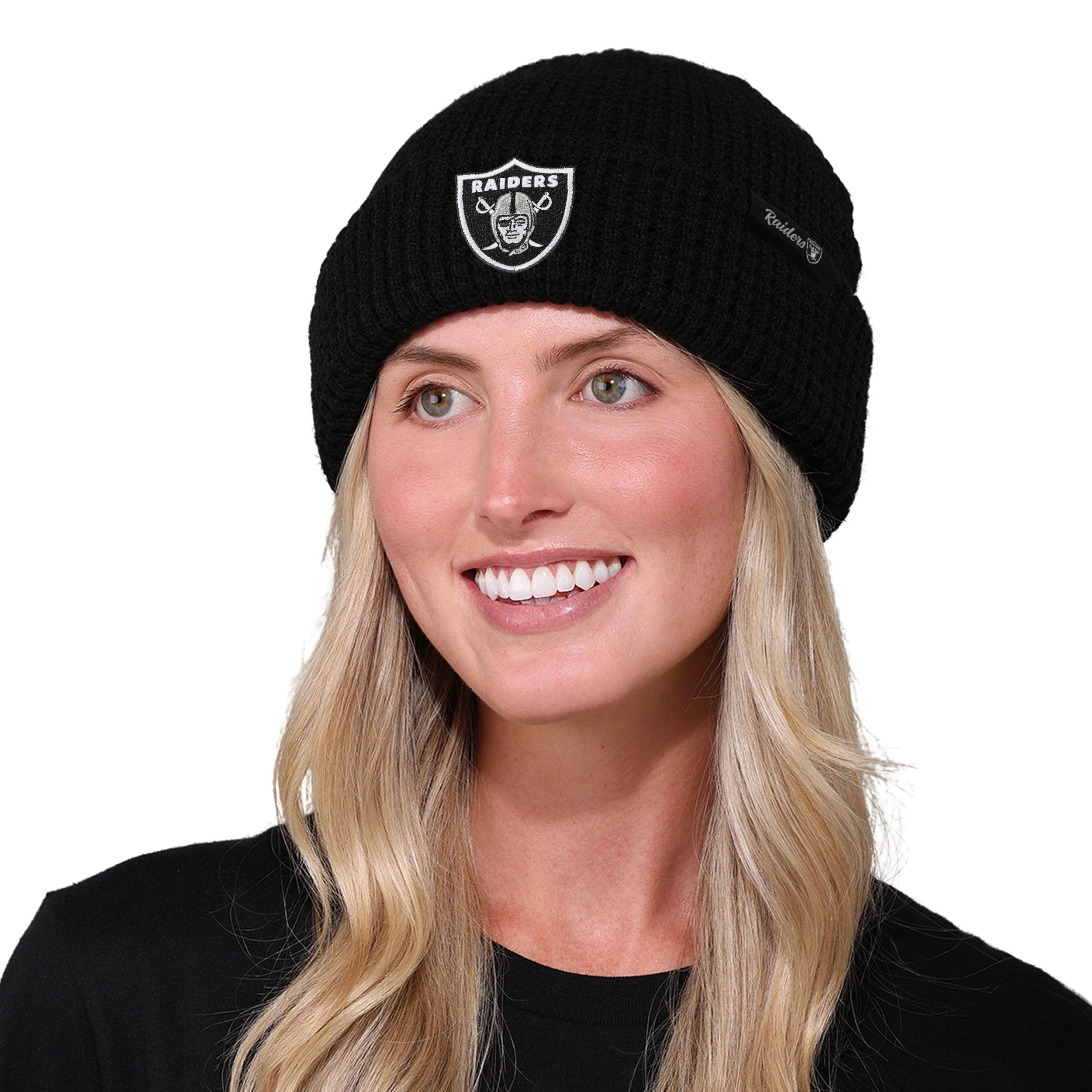 Las Vegas Raiders NFL Primary Logo Waffle Beanie - Image 3