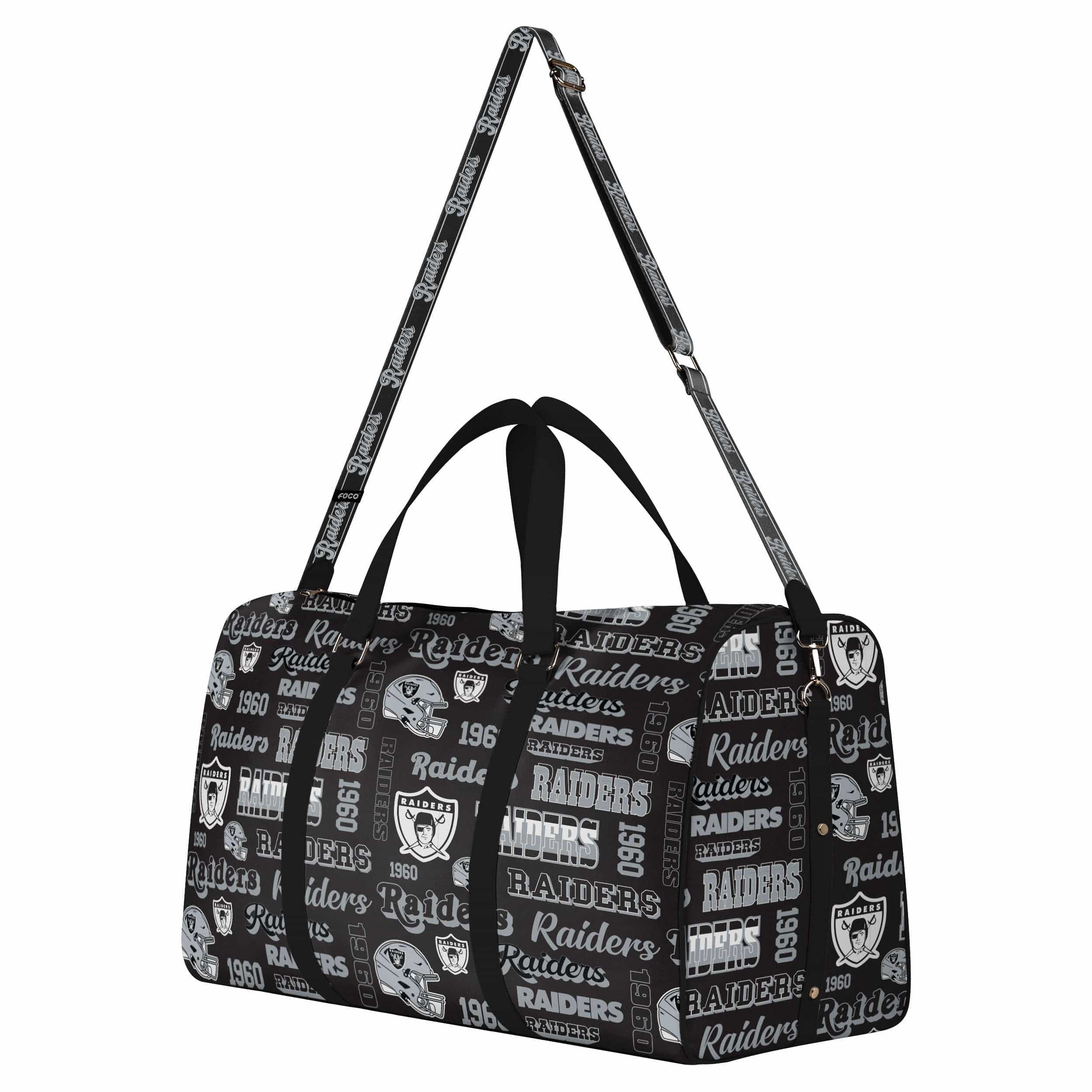 Las Vegas Raiders NFL Repeat Retro Print Nylon Weekender Duffle Bag - Image 2