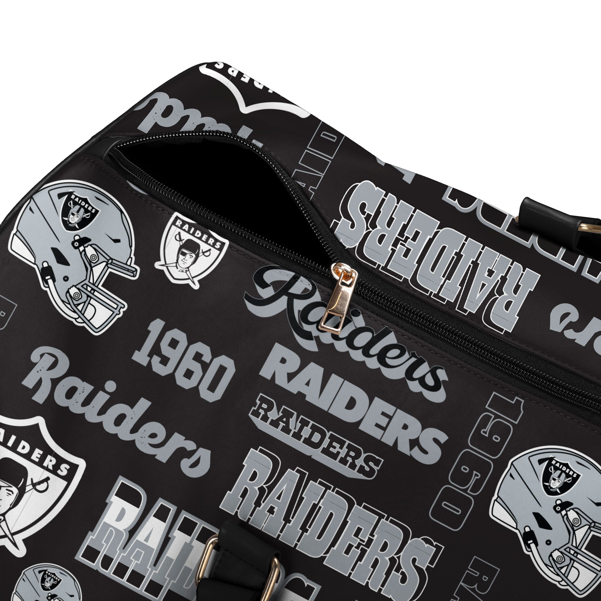 Las Vegas Raiders NFL Repeat Retro Print Nylon Weekender Duffle Bag - Image 5