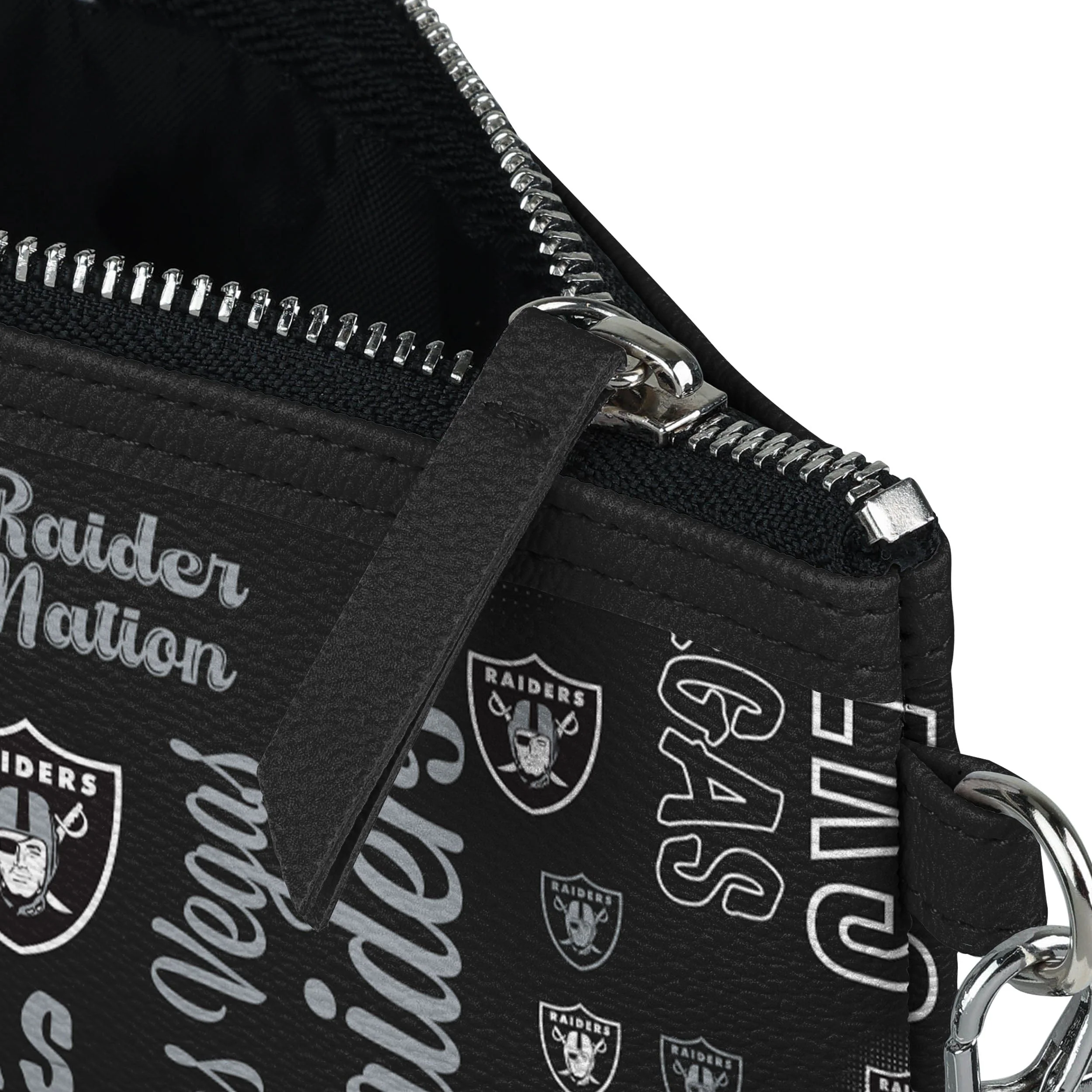 Las Vegas Raiders NFL Spirited Style Printed Collection Repeat Logo Wristlet - Image 4