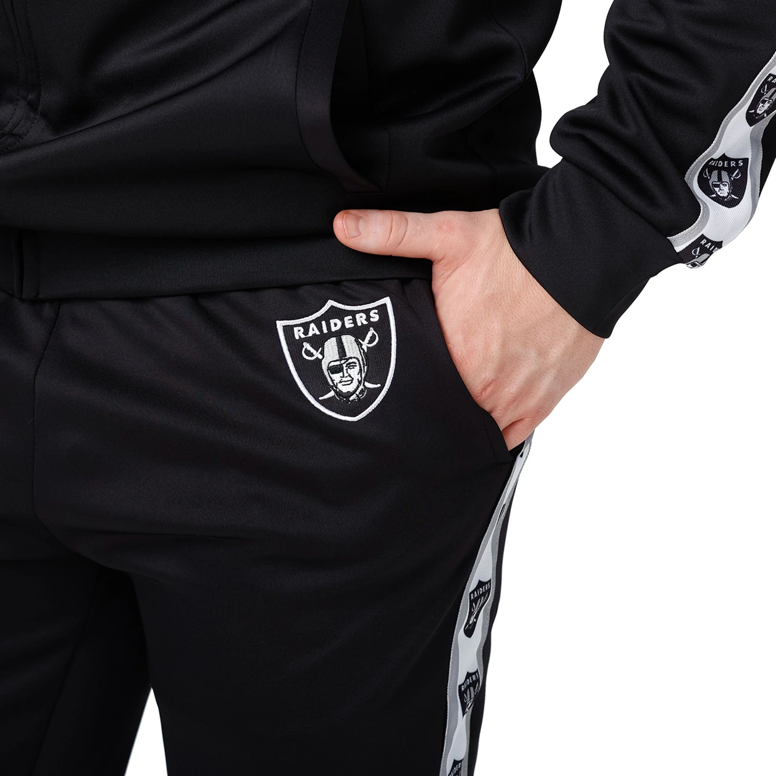 Las Vegas Raiders NFL Mens Stripe Logo Track Pants - Image 3