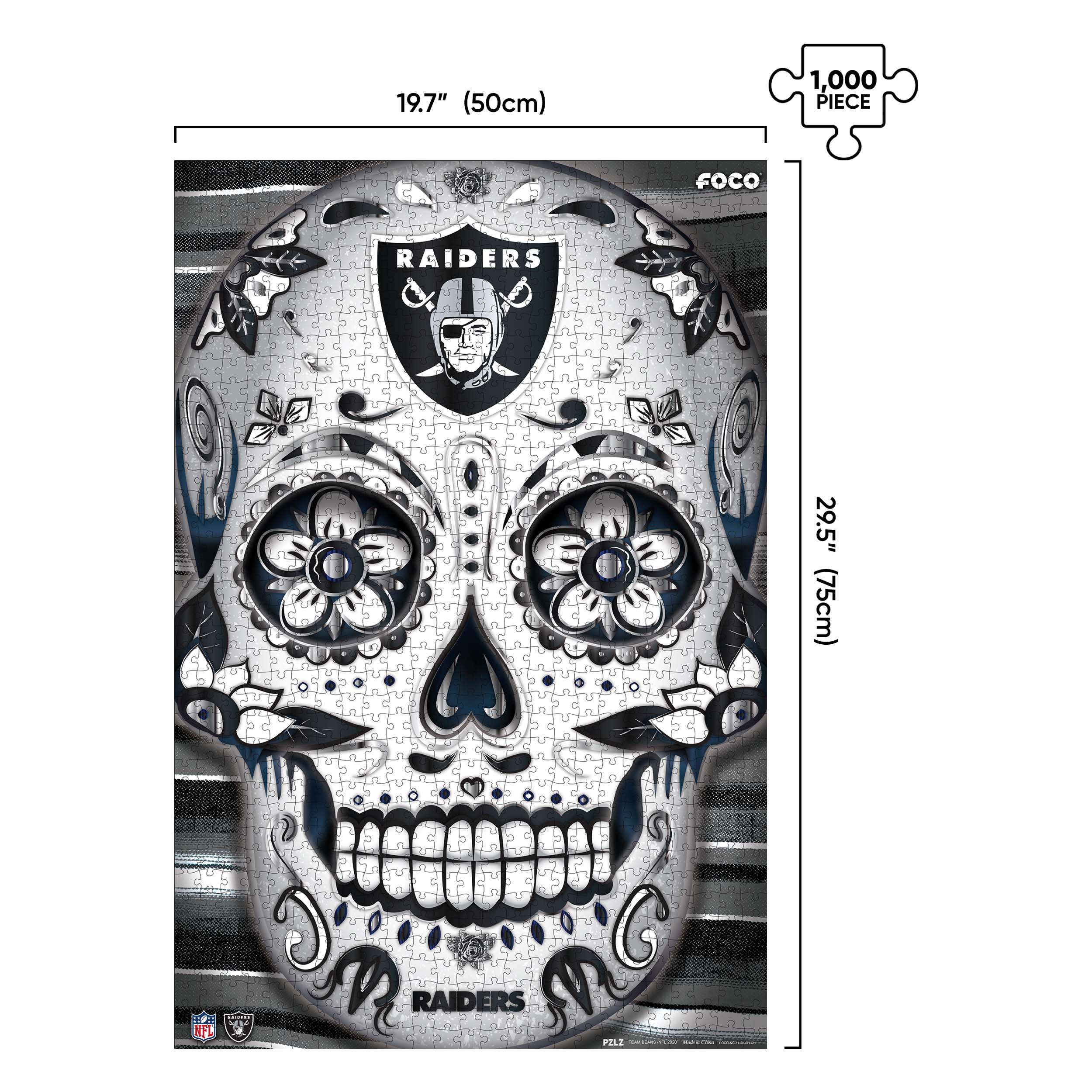 Las Vegas Raiders NFL Sugar Skull 1000 Piece Jigsaw Puzzle PZLZ - Image 2