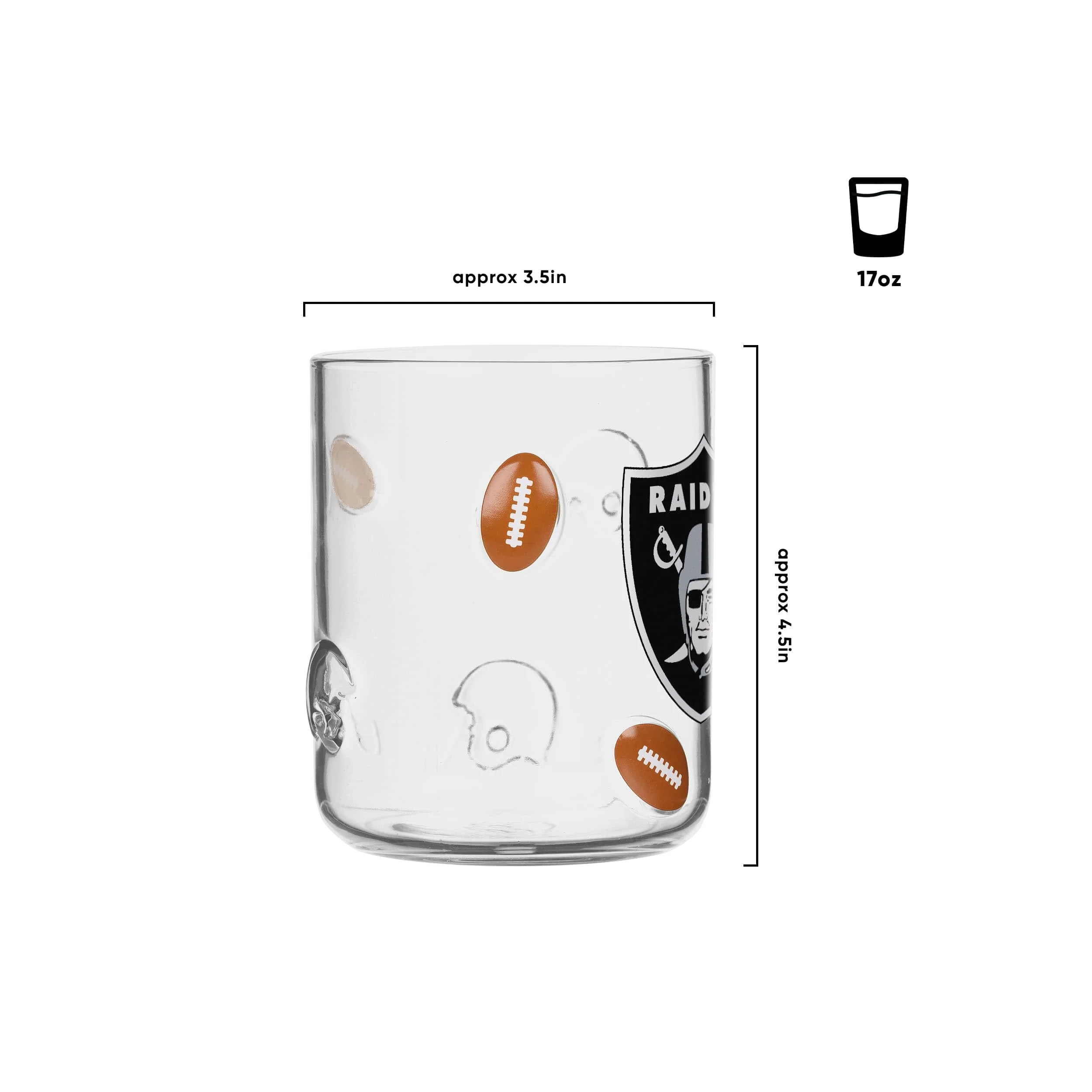 Las Vegas Raiders NFL Team Logo 17 oz Glass Cup (PREORDER - SHIPS MID JUNE) - Image 2