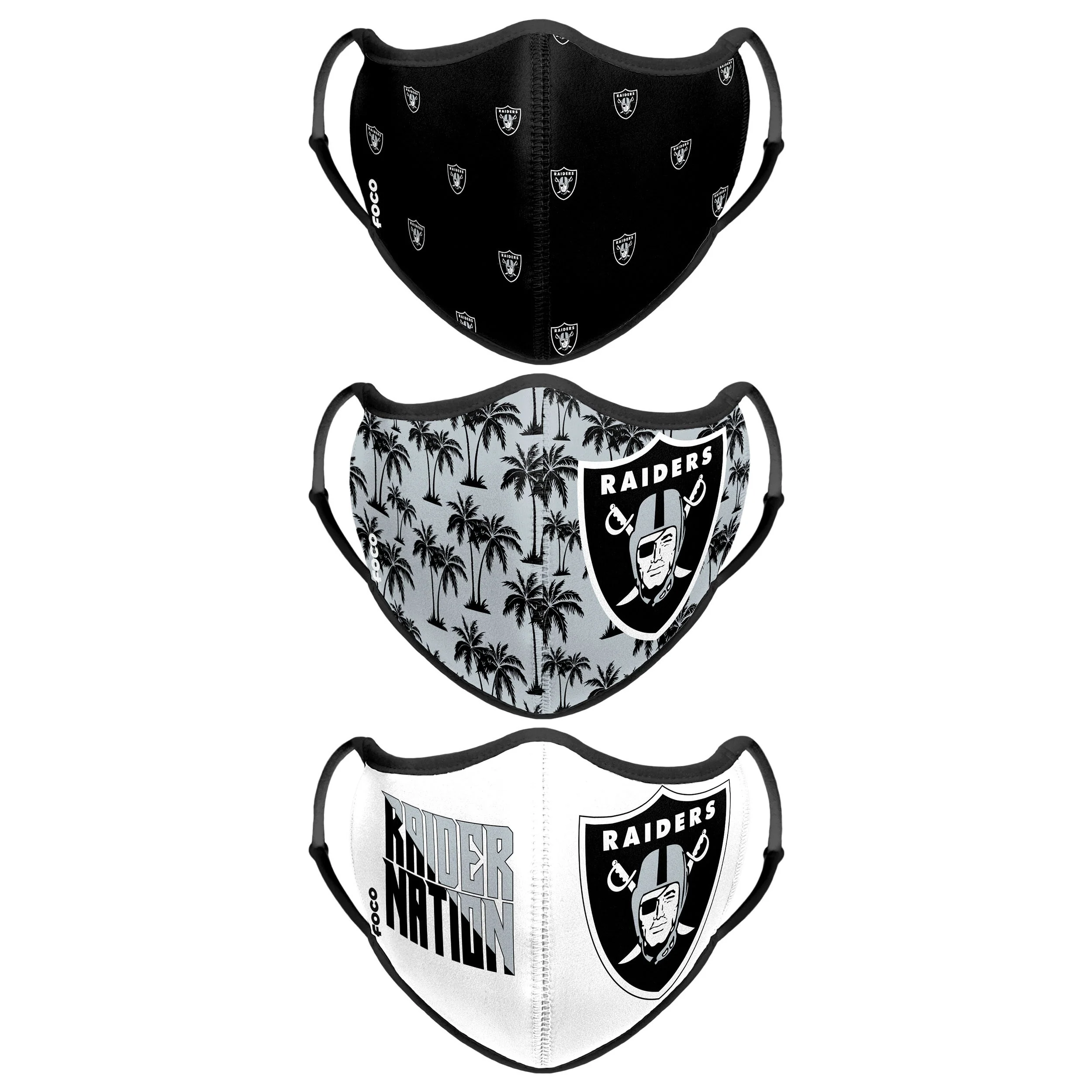 Las Vegas Raiders NFL Thematic Sport 3 Pack Face Cover