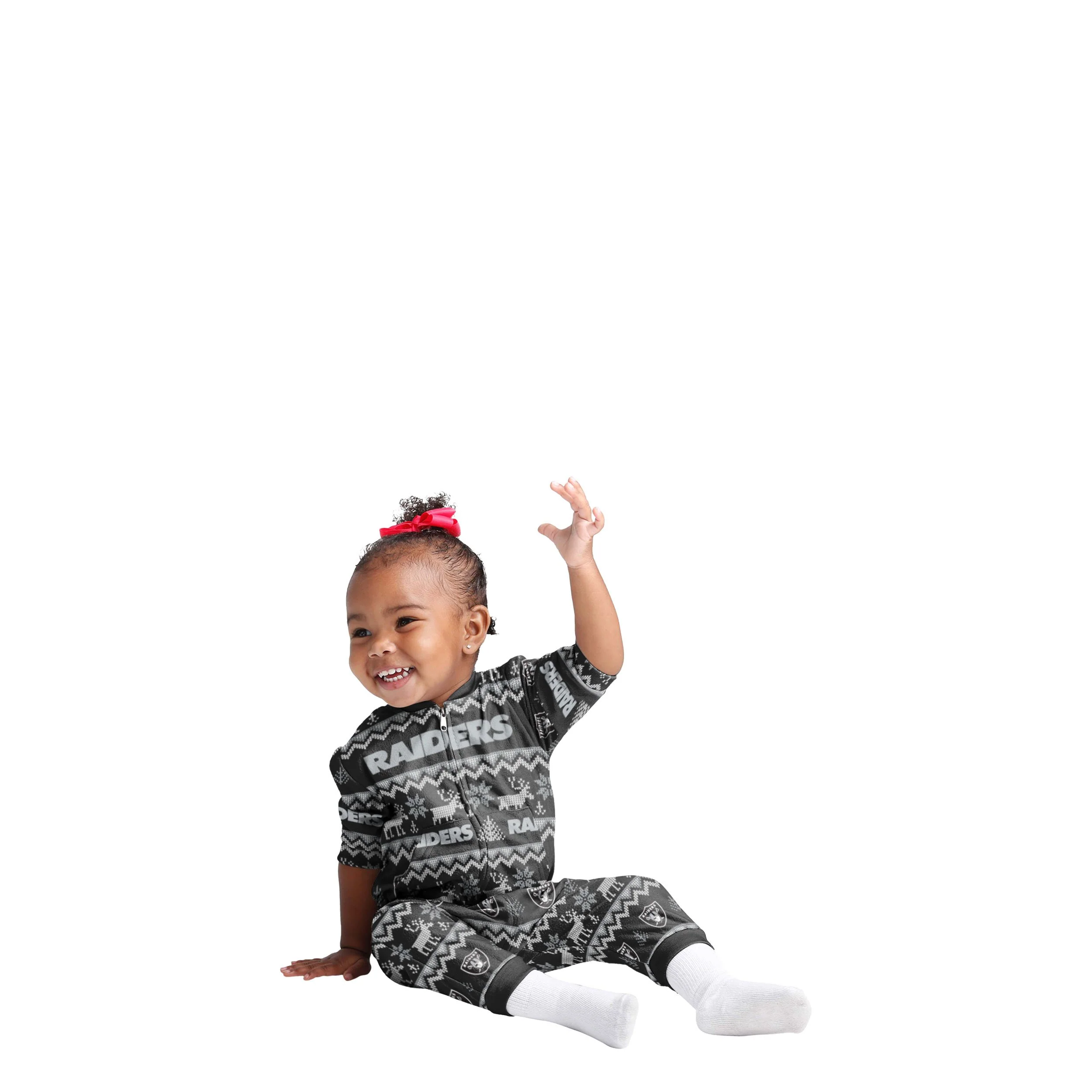 Las Vegas Raiders NFL Ugly Pattern Family Holiday Pajamas - Image 2