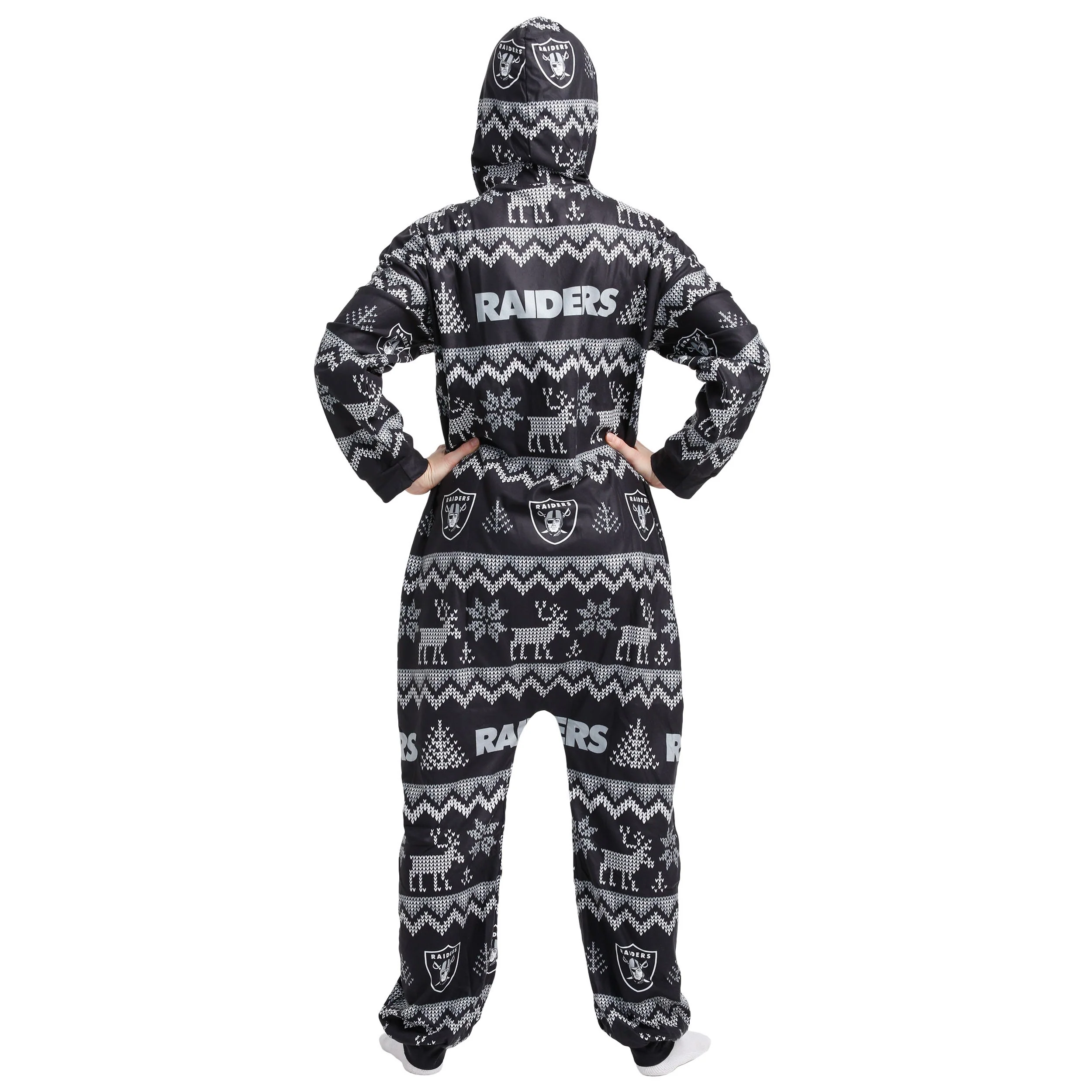 Las Vegas Raiders NFL Ugly Pattern One Piece Pajamas - Image 2