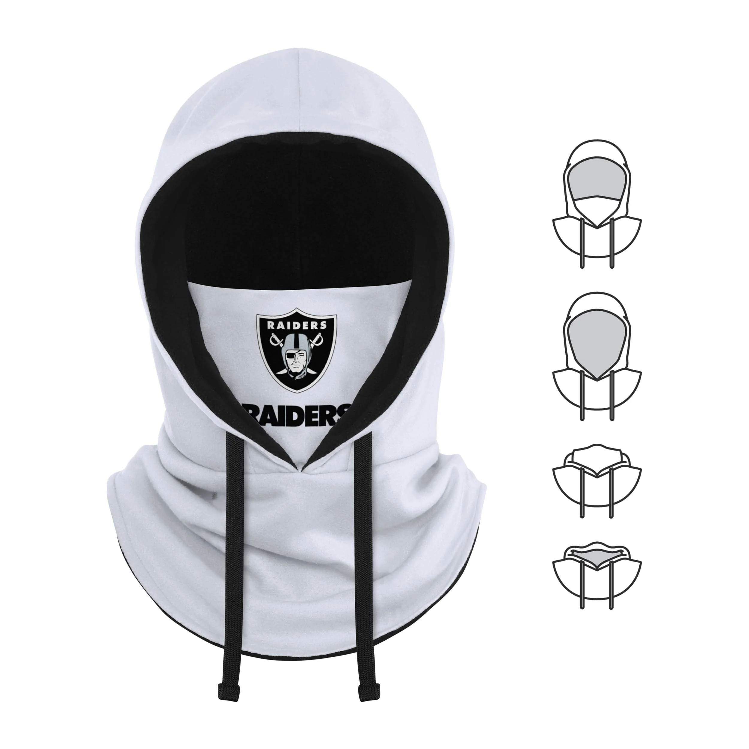 Las Vegas Raiders NFL White Drawstring Hooded Gaiter - Image 5