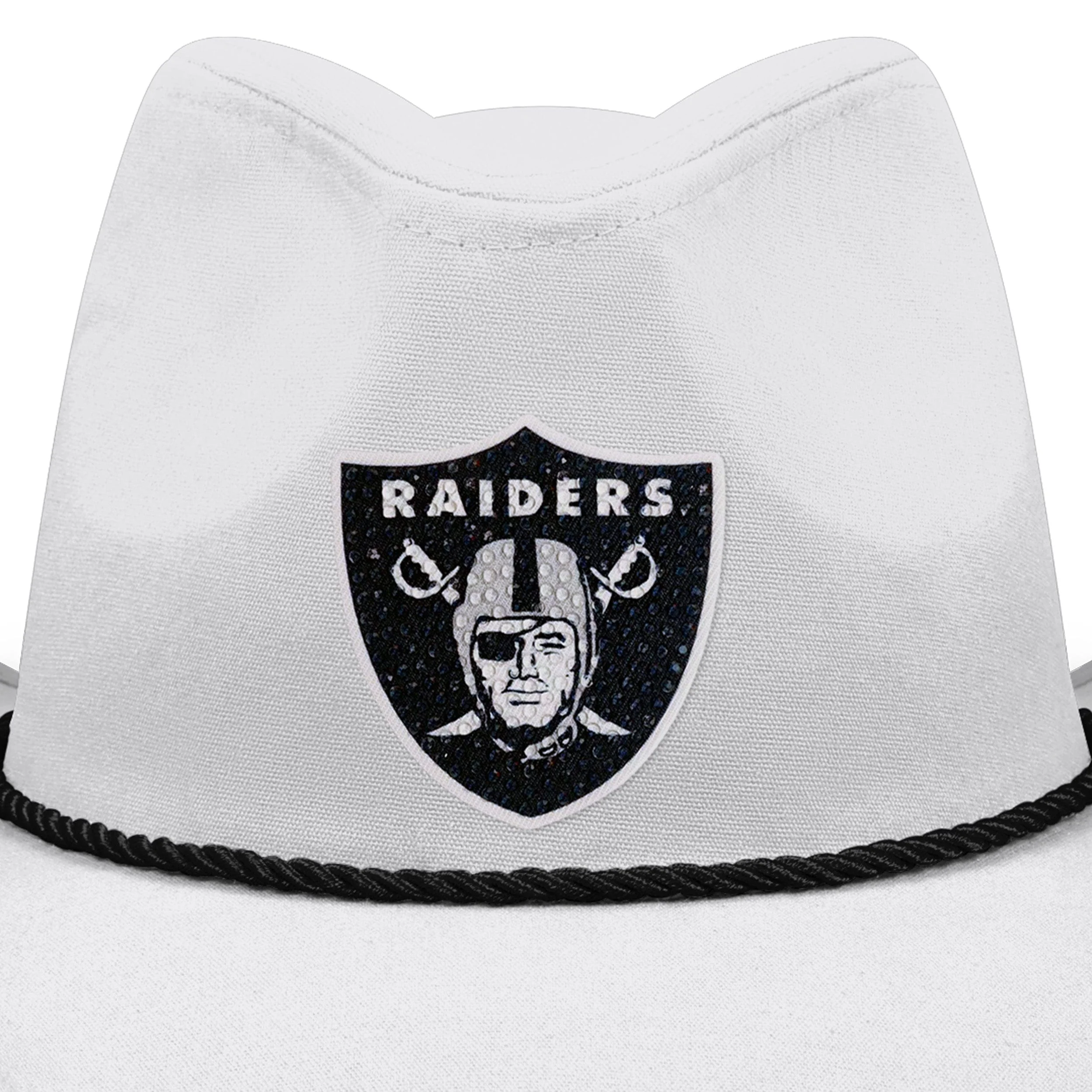 Las Vegas Raiders NFL White Rhinestone Logo Cowboy Hat - Image 2
