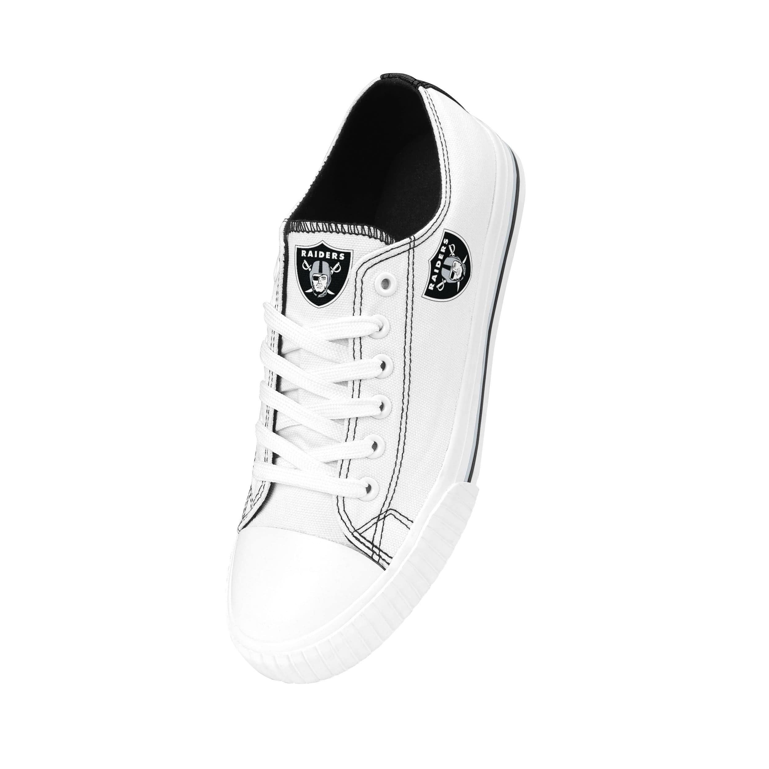 Las Vegas Raiders NFL Womens Big Logo Low Top White Canvas Shoes - Image 2