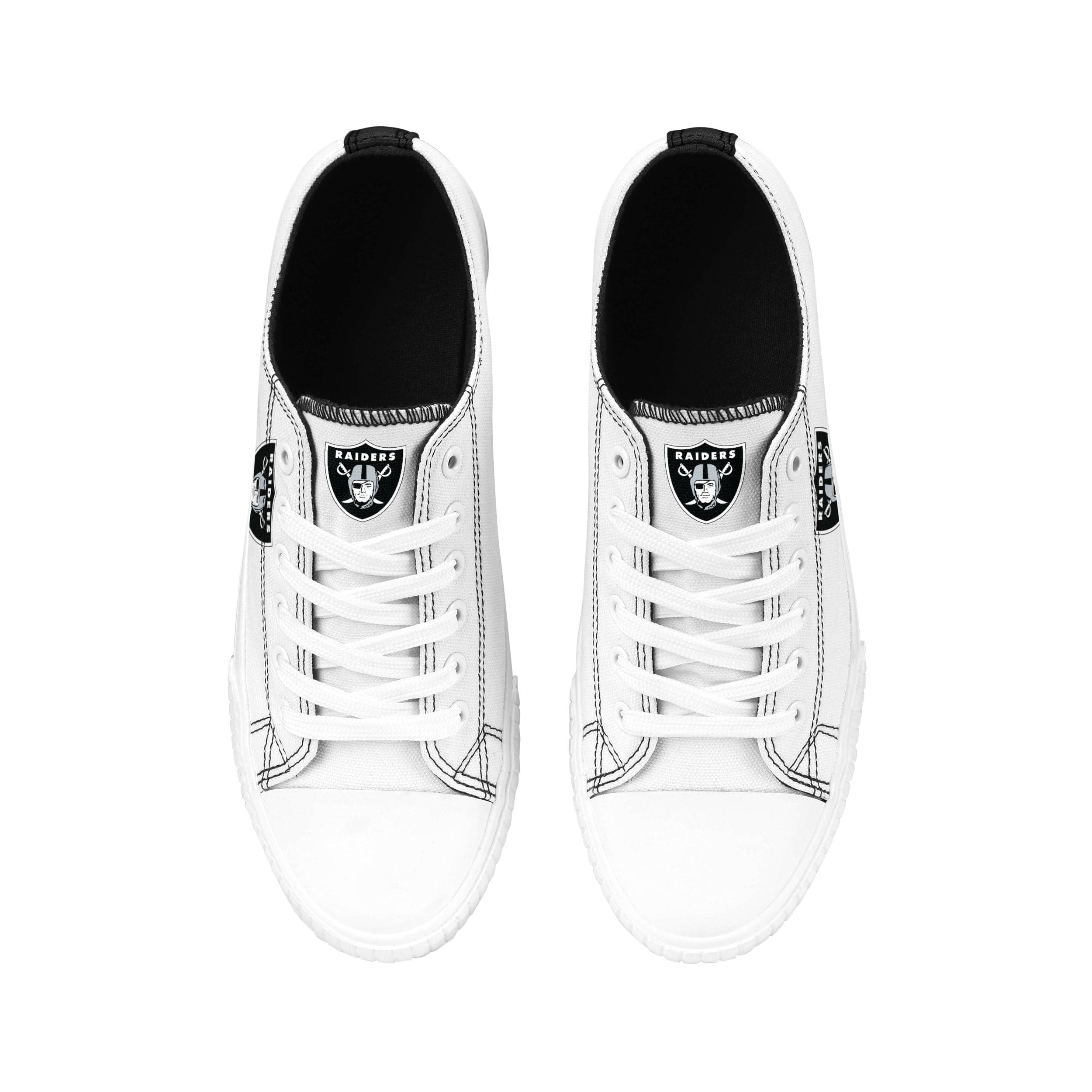 Las Vegas Raiders NFL Womens Big Logo Low Top White Canvas Shoes - Image 4