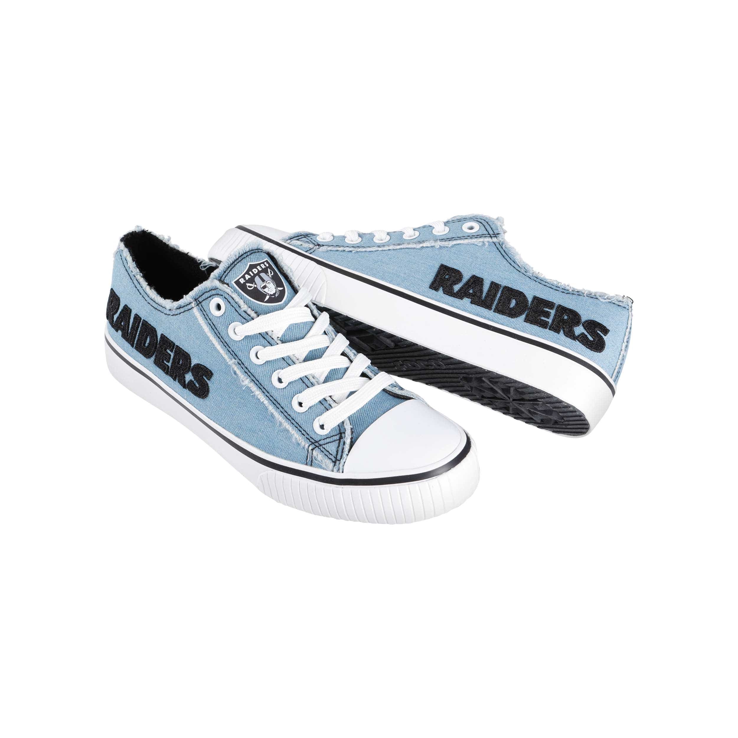 Las Vegas Raiders NFL Womens Denim Low Top Canvas Shoes - Image 4