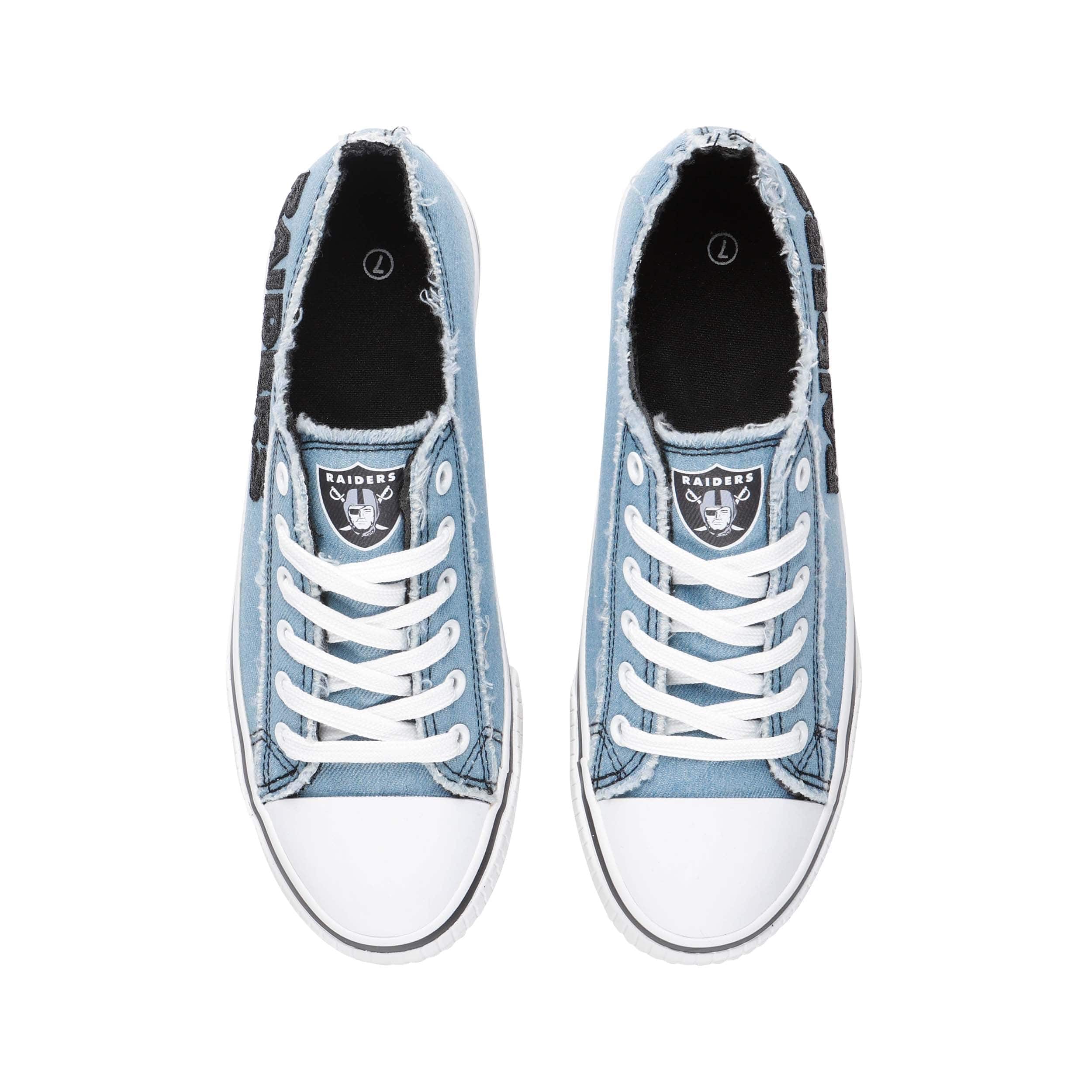 Las Vegas Raiders NFL Womens Denim Low Top Canvas Shoes - Image 5