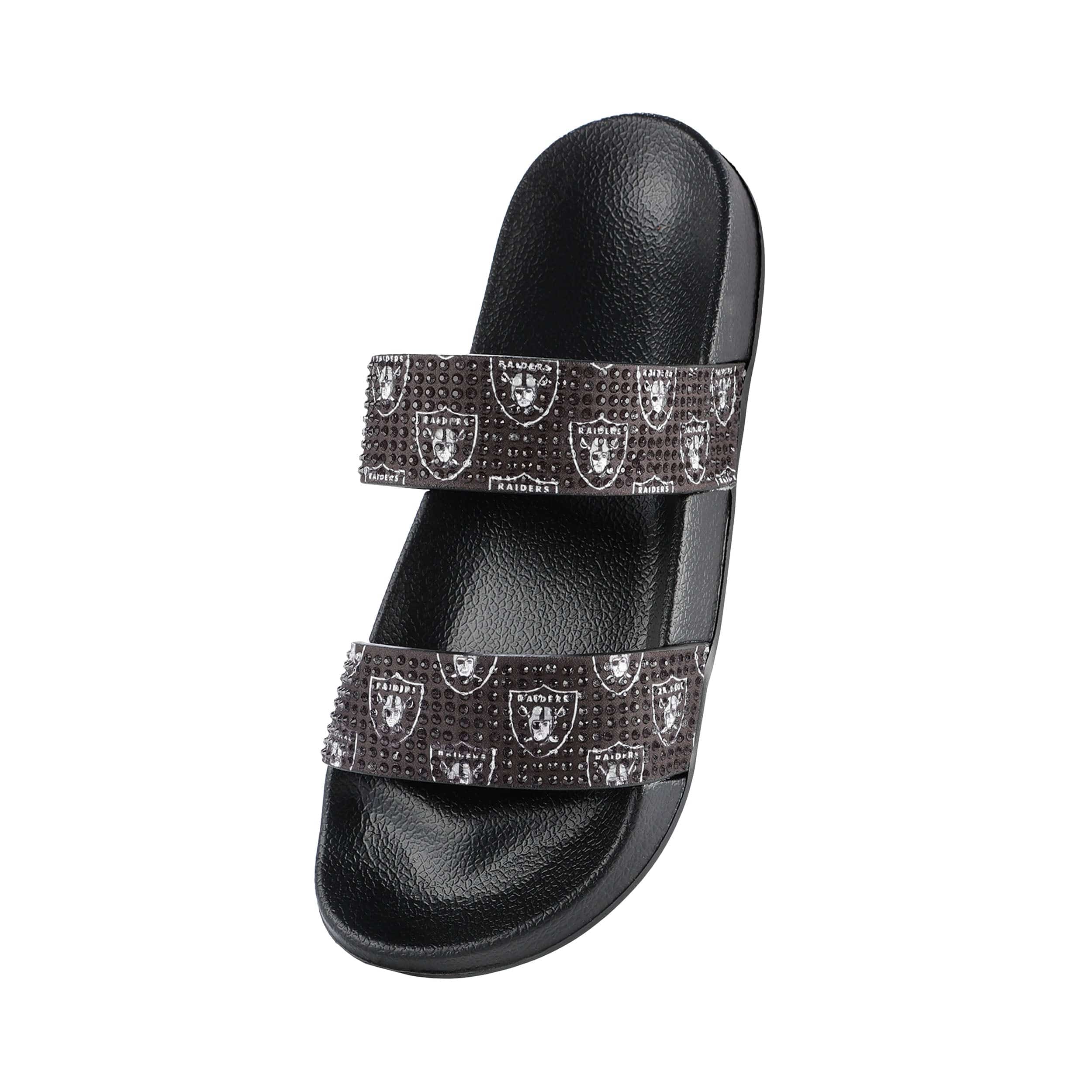 Las Vegas Raiders NFL Womens Double Strap Shimmer Sandal - Image 3