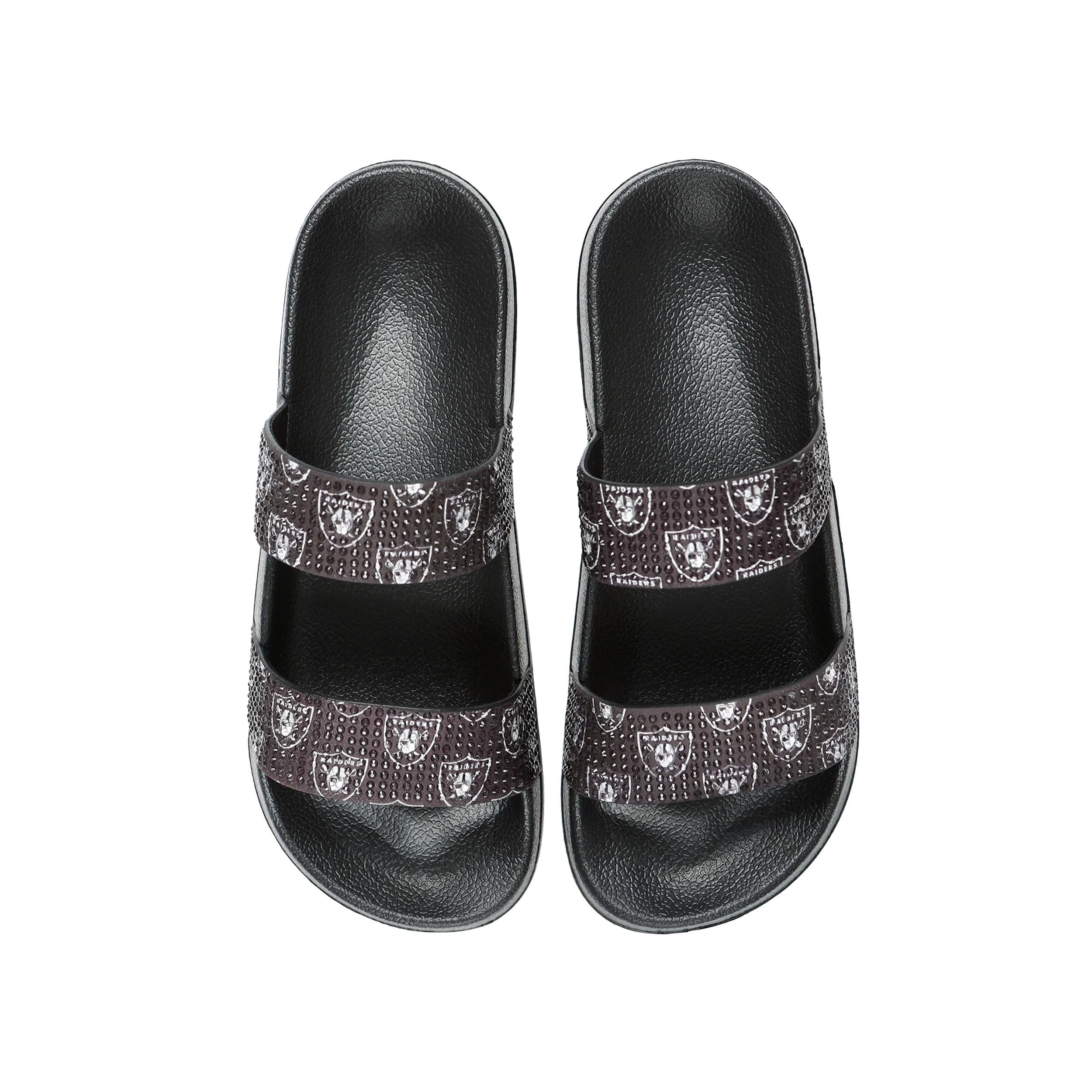 Las Vegas Raiders NFL Womens Double Strap Shimmer Sandal - Image 4