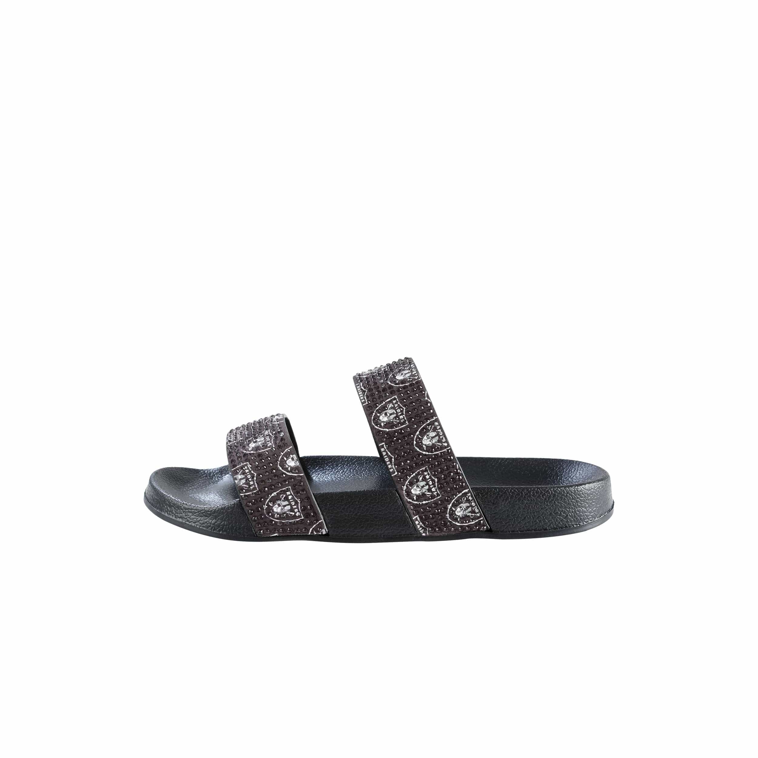 Las Vegas Raiders NFL Womens Double Strap Shimmer Sandal - Image 5