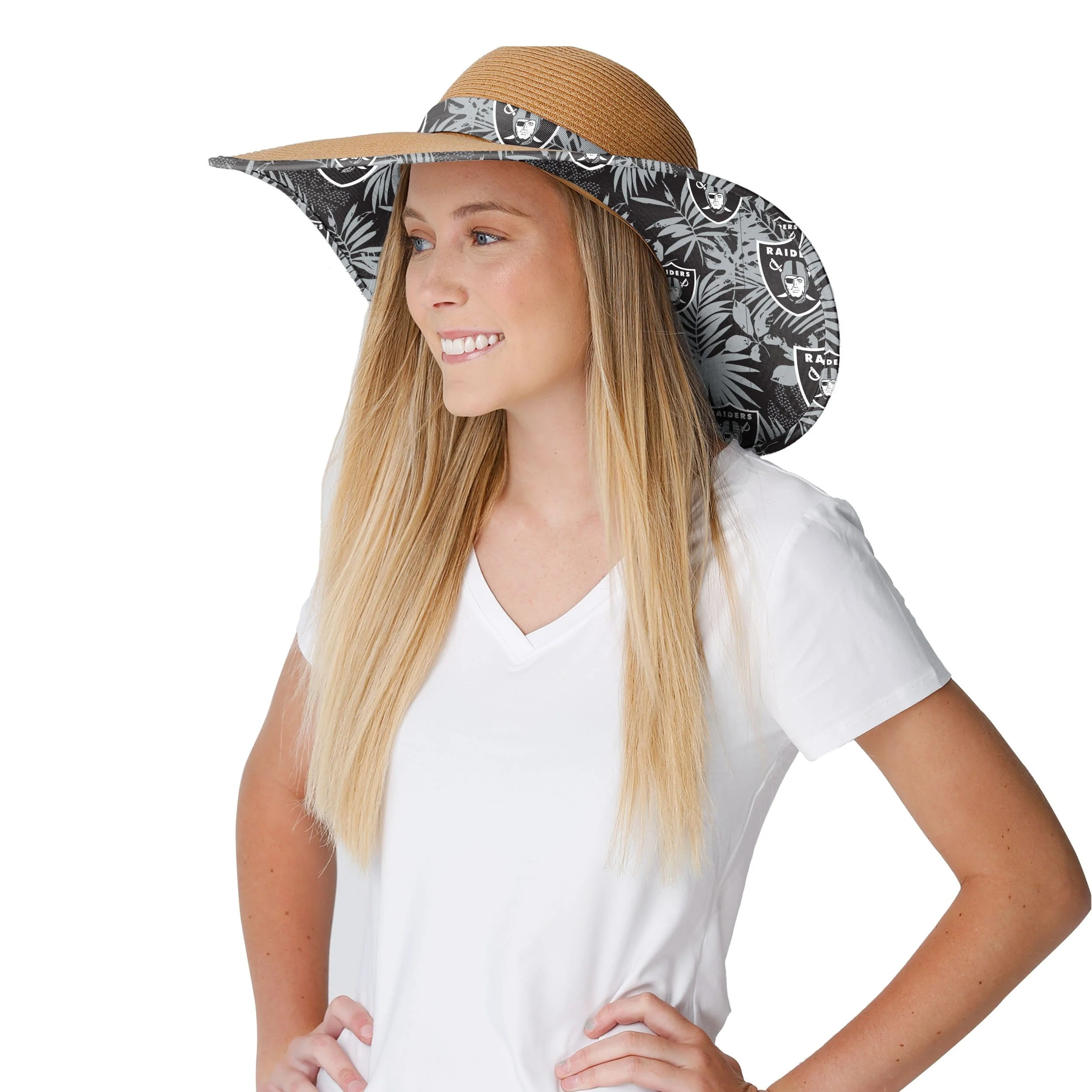 Las Vegas Raiders NFL Womens Floral Straw Hat - Image 3