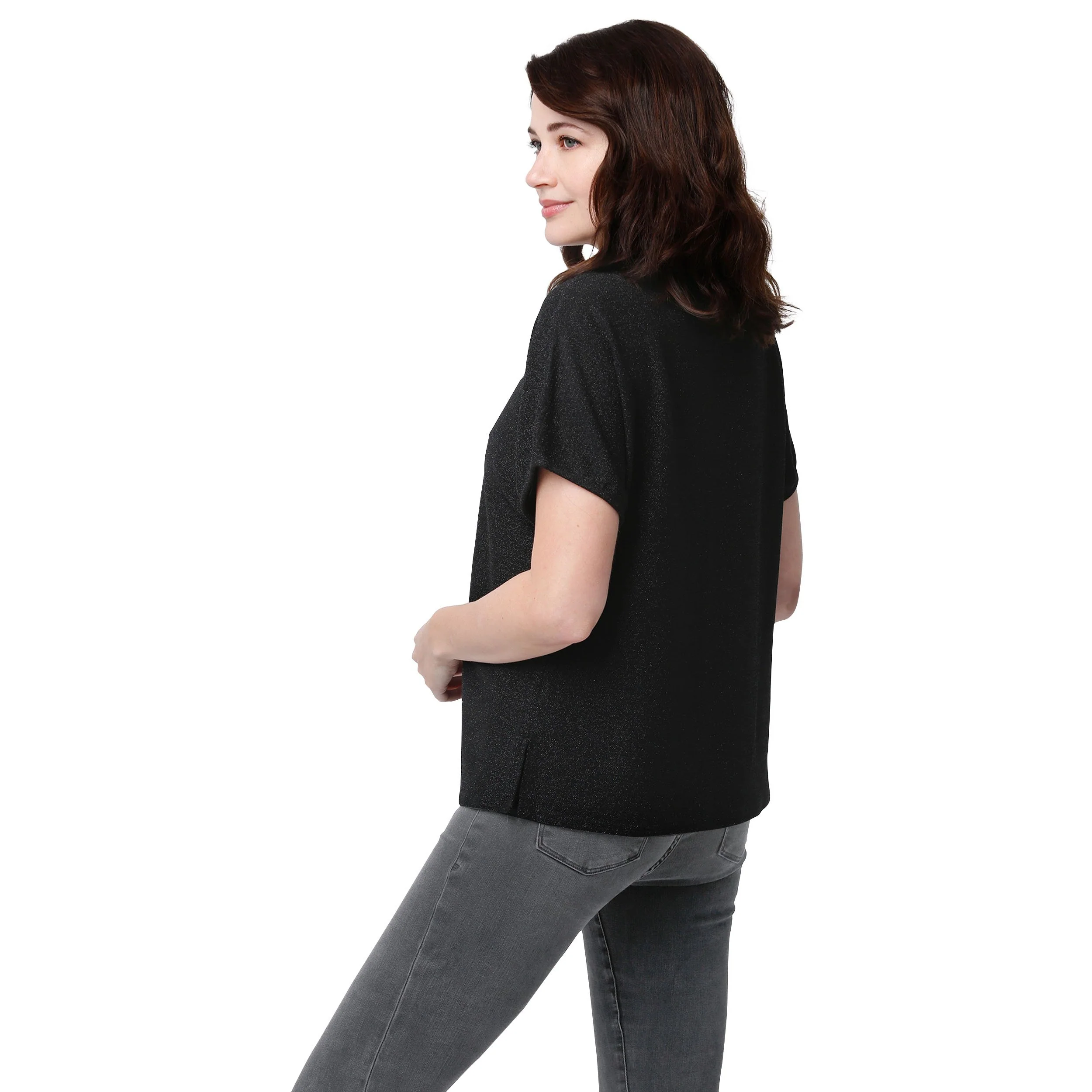 Las Vegas Raiders NFL Womens Gametime Glitter V-Neck T-Shirt - Image 2