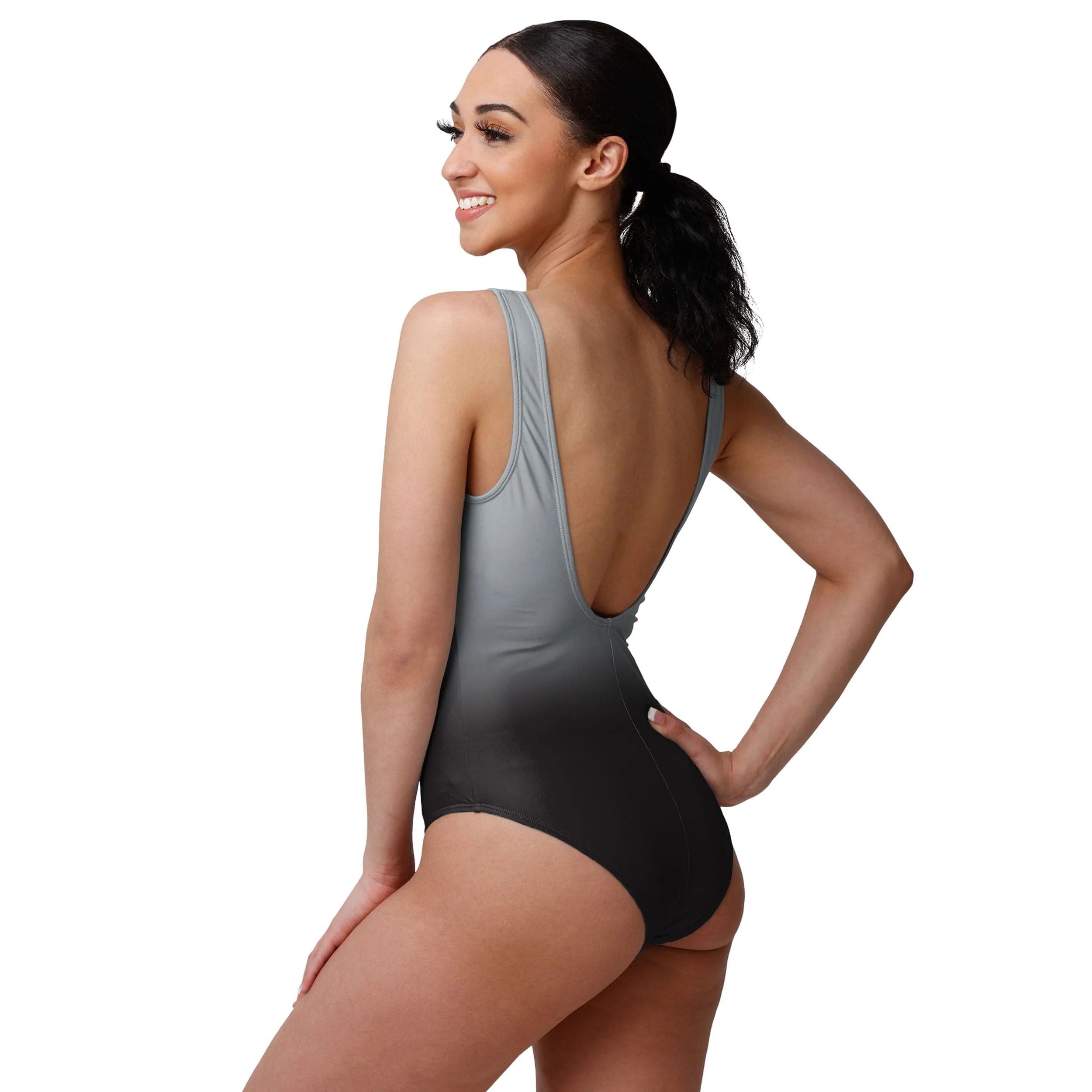 Las Vegas Raiders NFL Womens Gametime Gradient One Piece Bathing Suit - Image 2