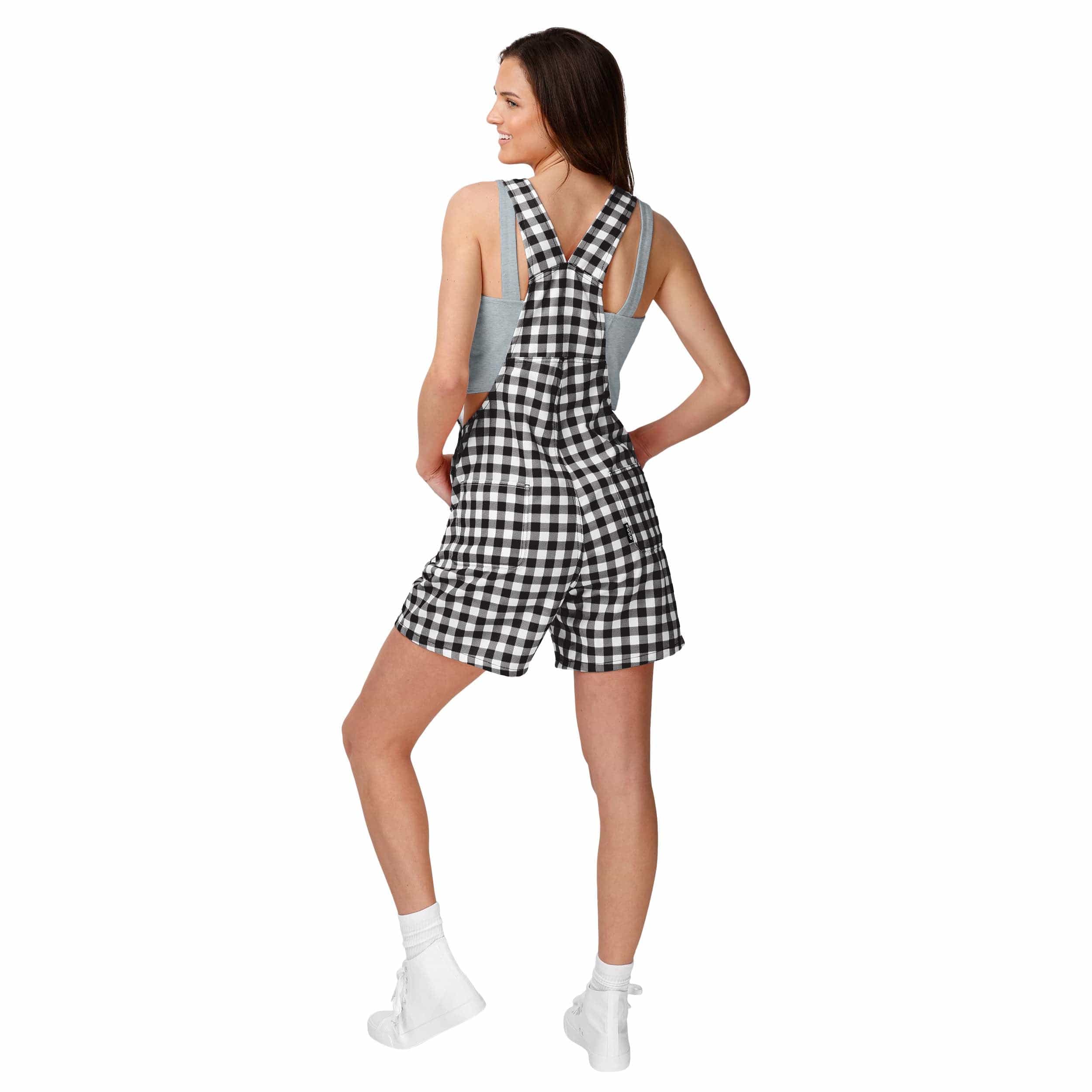 Las Vegas Raiders NFL Womens Gingham Check Bib Shortalls - Image 2