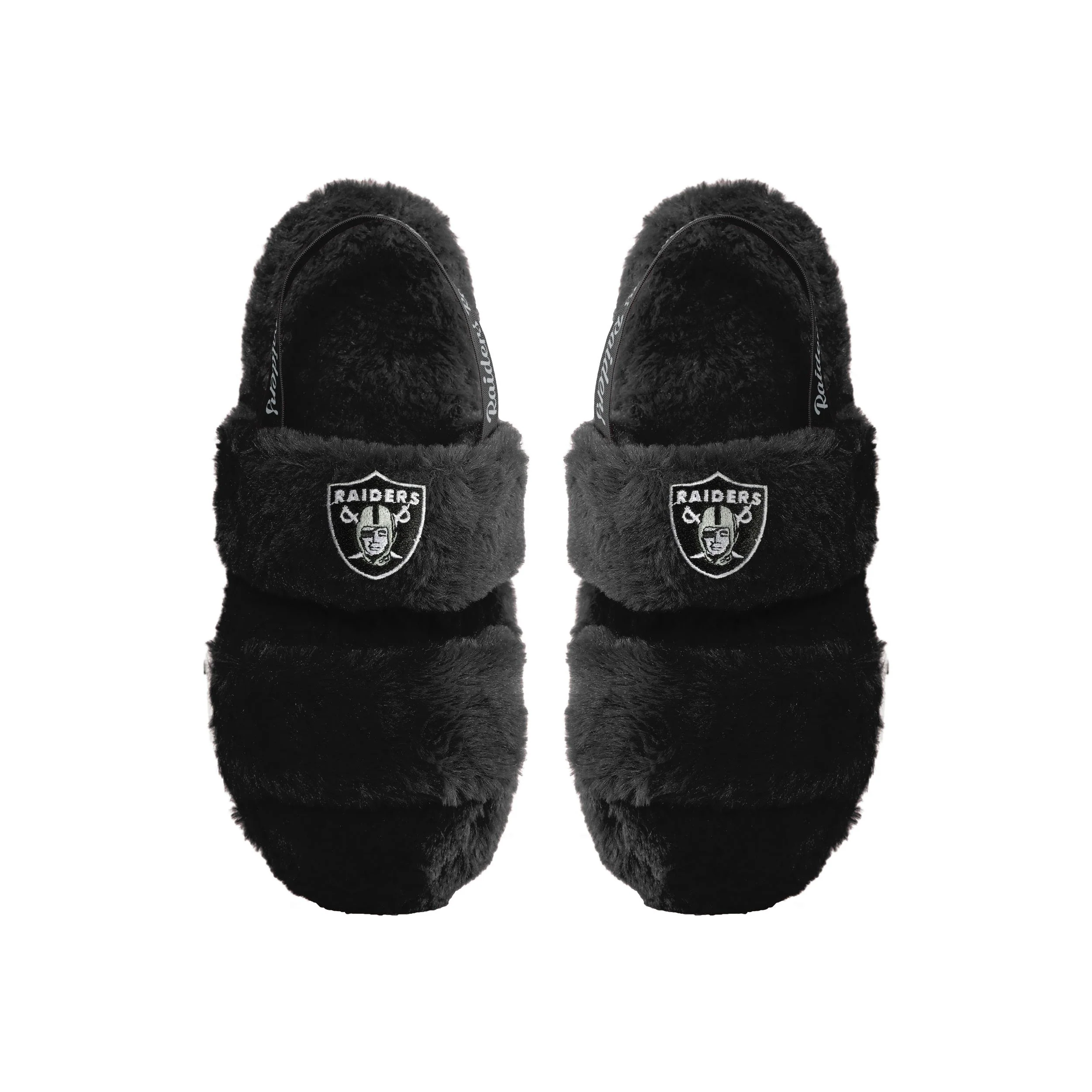 Las Vegas Raiders NFL Womens Heel Strap Wordmark Fur Slide - Image 2