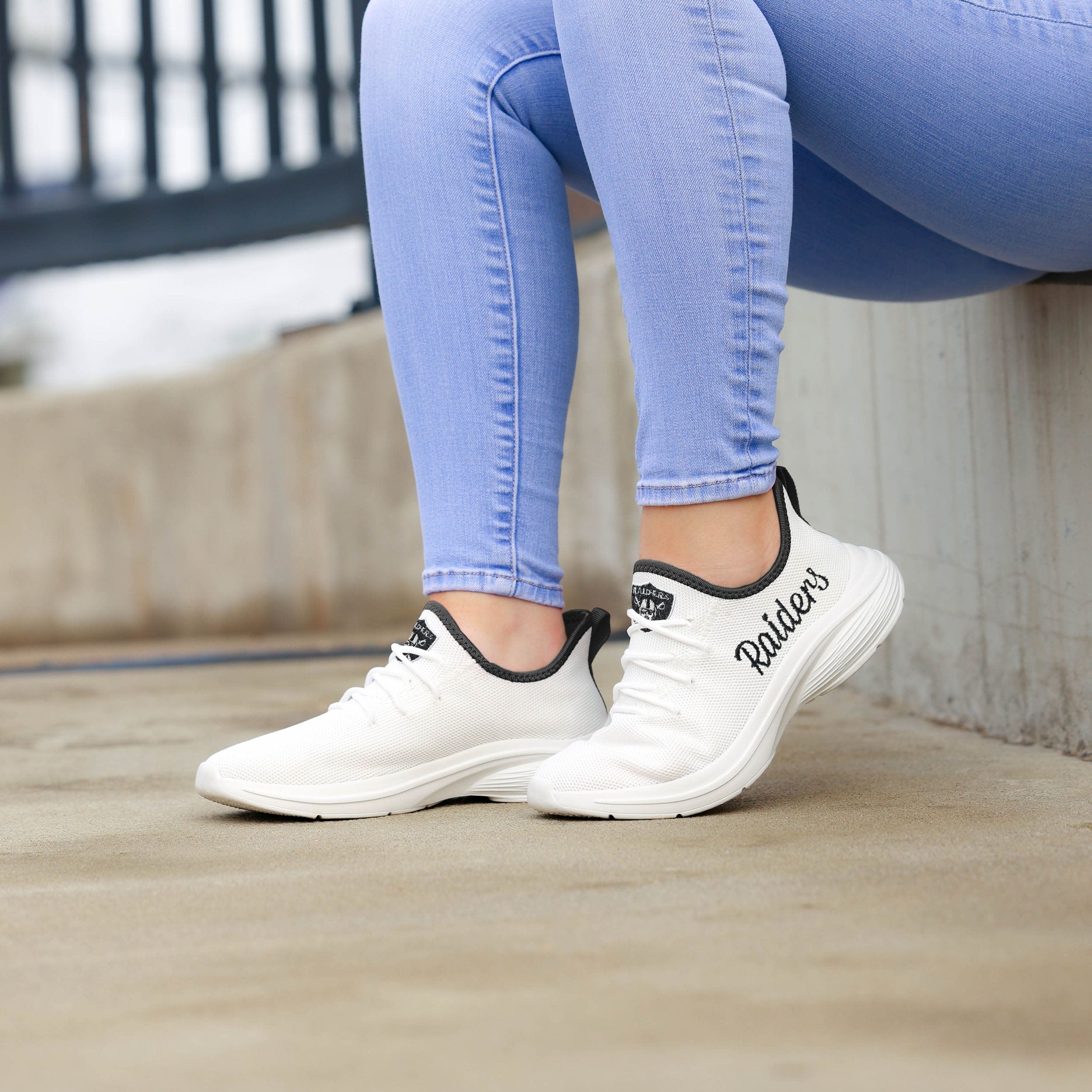 Las Vegas Raiders NFL Womens Midsole White Sneakers - Image 3