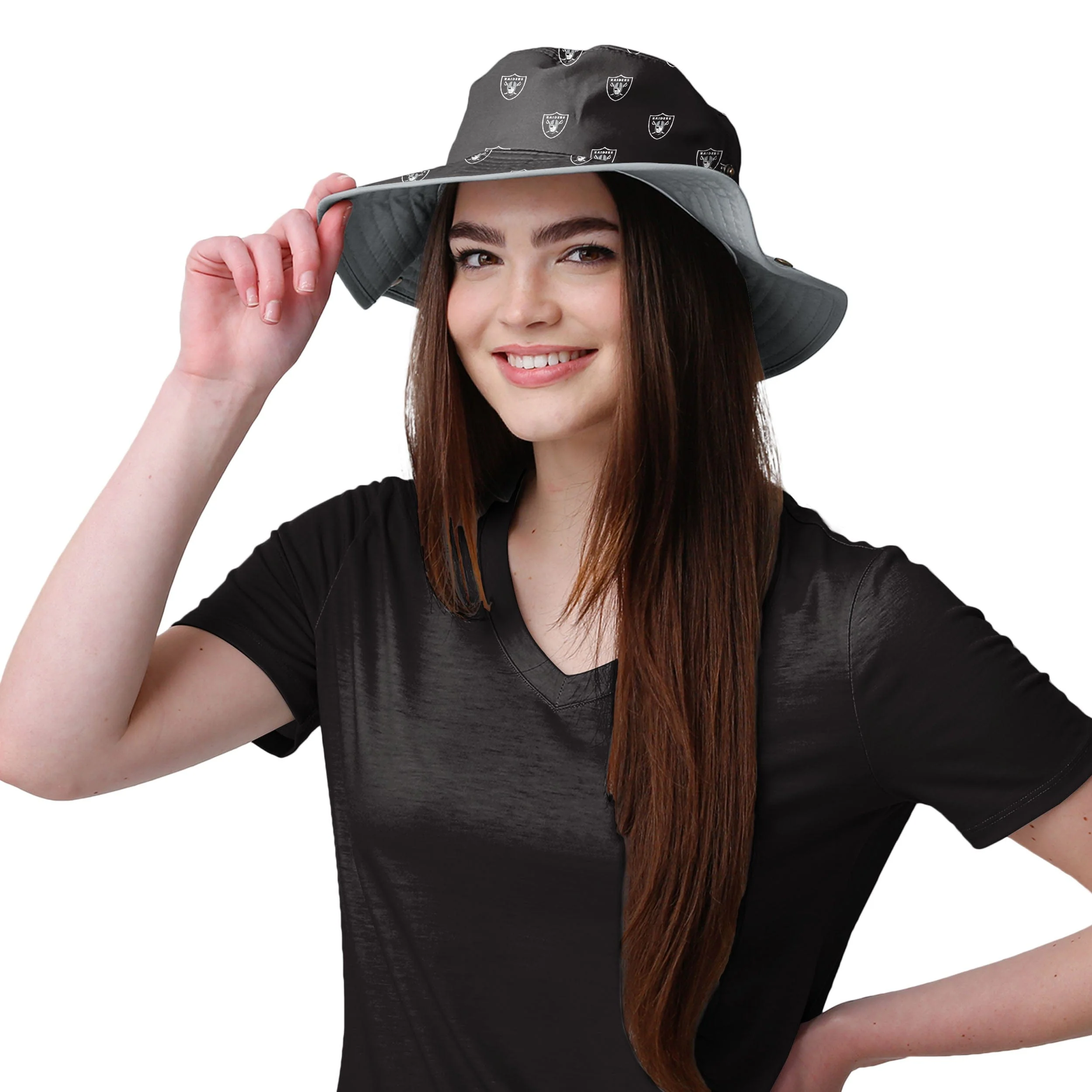 Las Vegas Raiders NFL Womens Mini Print Hybrid Boonie Hat - Image 2