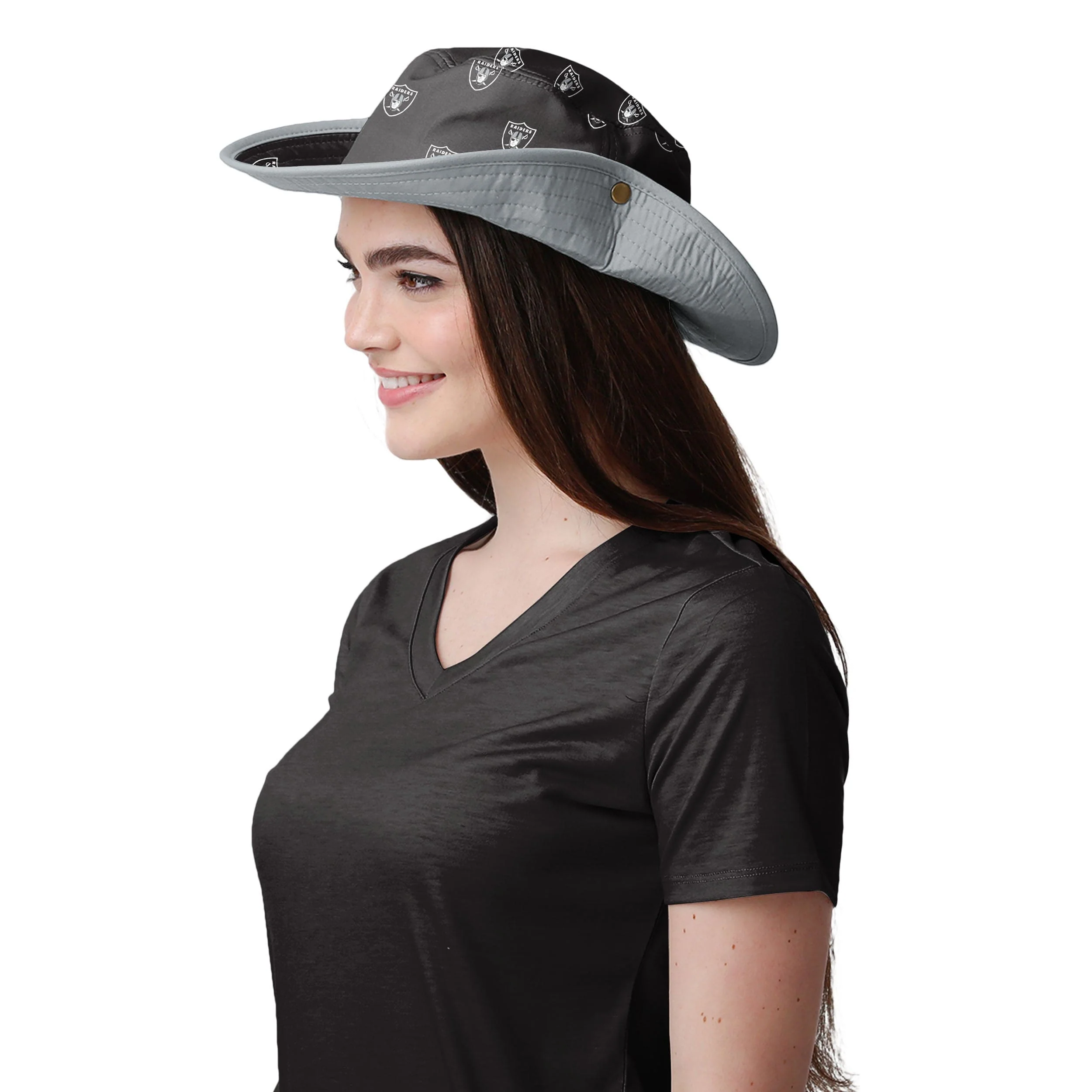 Las Vegas Raiders NFL Womens Mini Print Hybrid Boonie Hat - Image 4