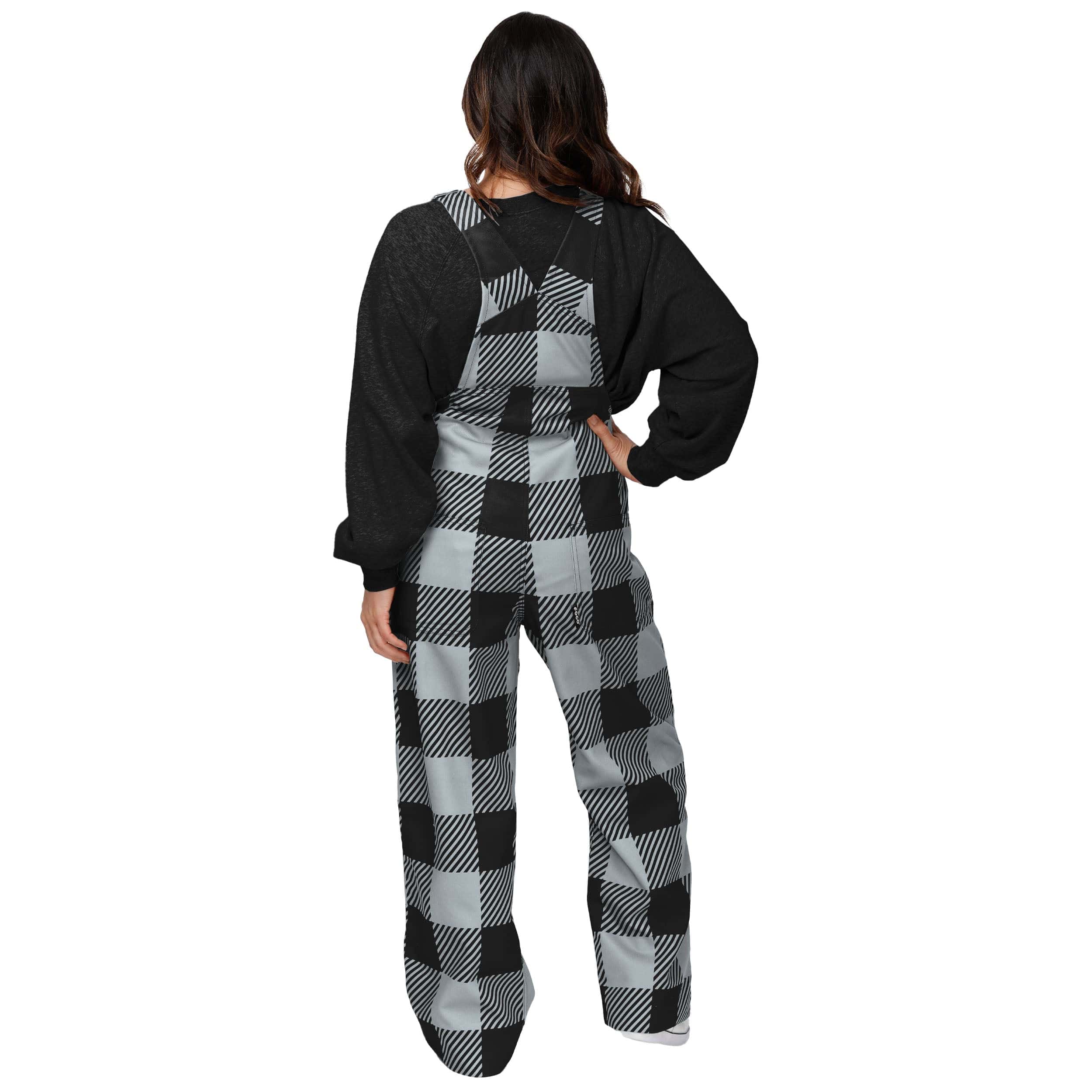 Las Vegas Raiders NFL Womens Plaid Bib Overalls - Image 2