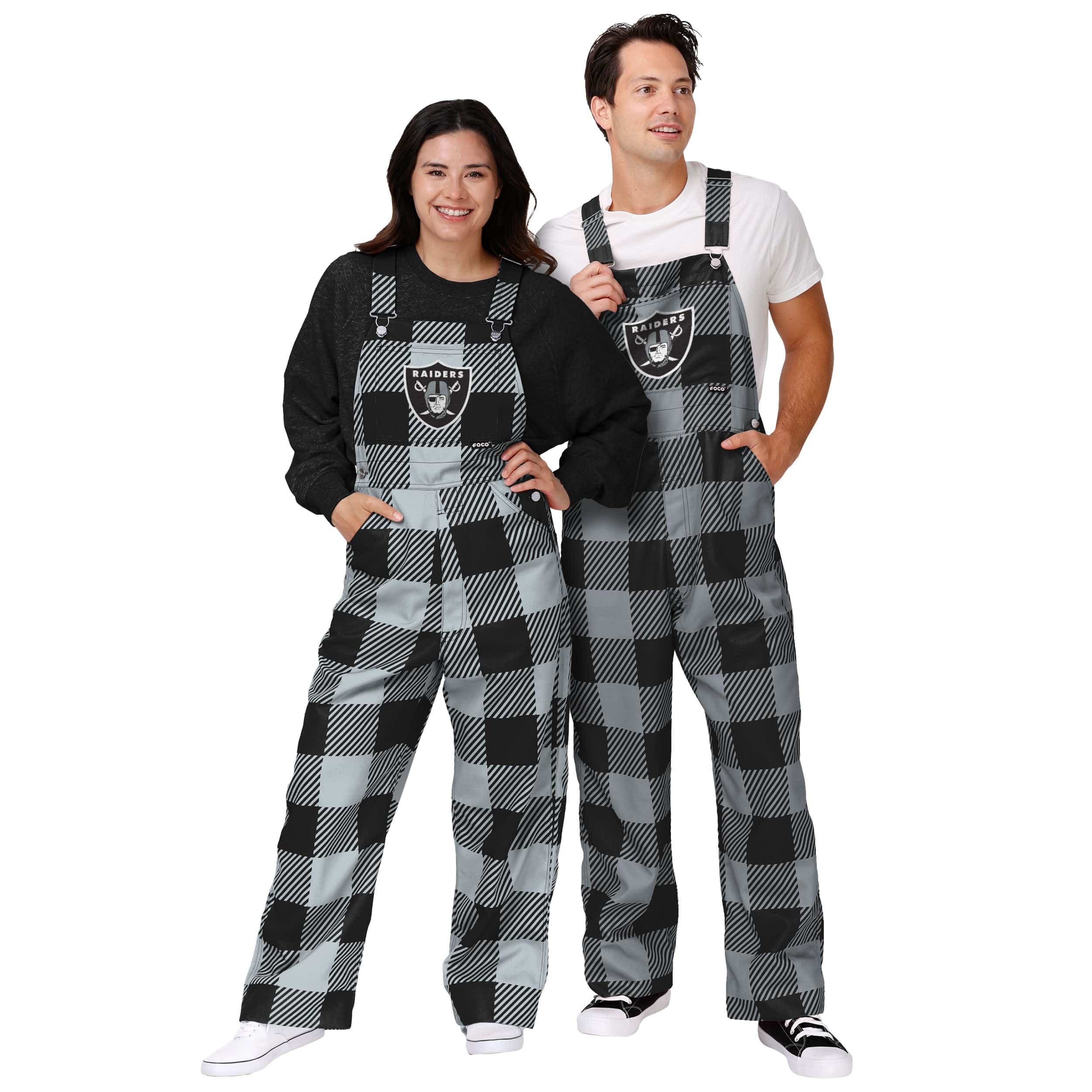 Las Vegas Raiders NFL Womens Plaid Bib Overalls - Image 3