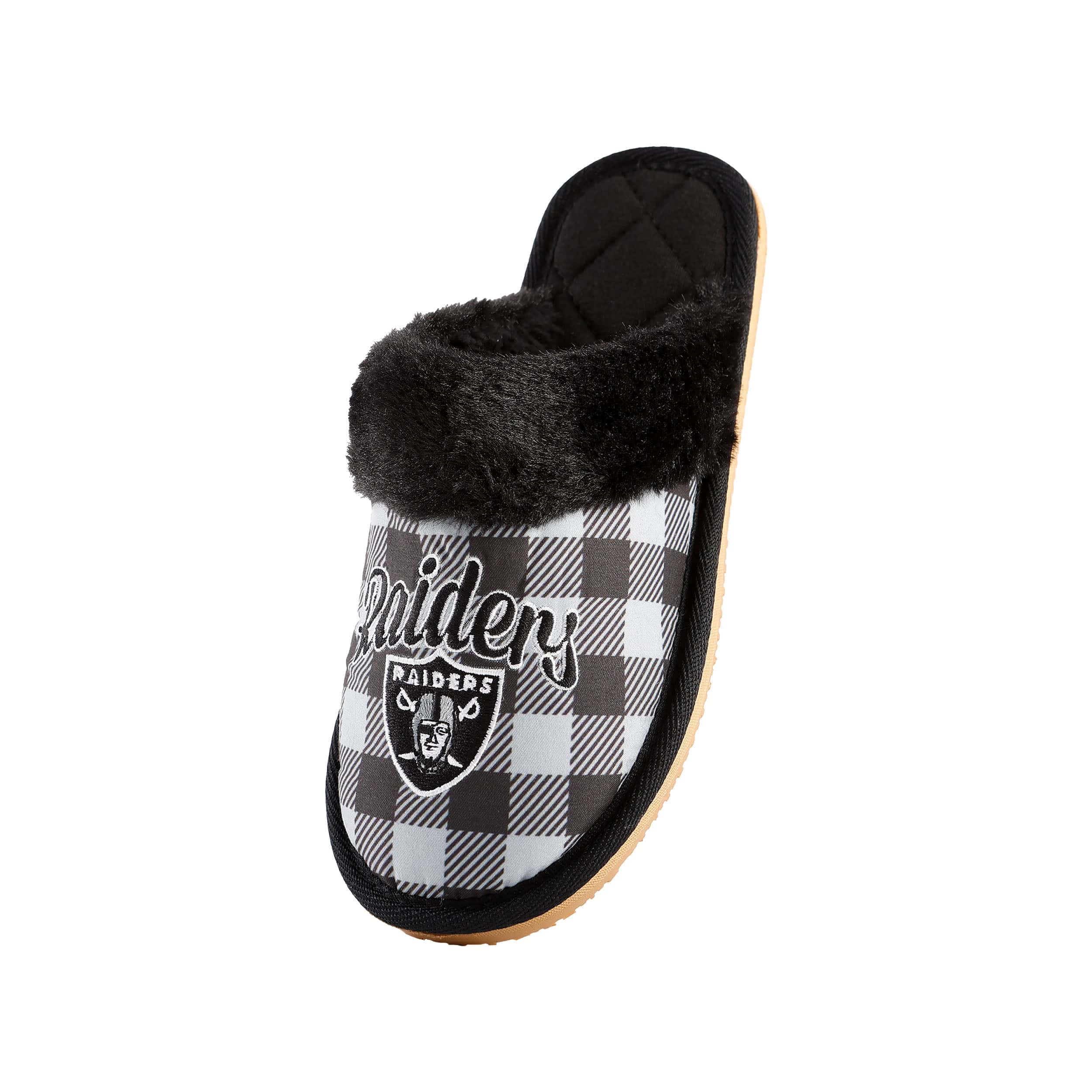 Las Vegas Raiders NFL Womens Plaid Sherpa Mule Slipper - Image 3
