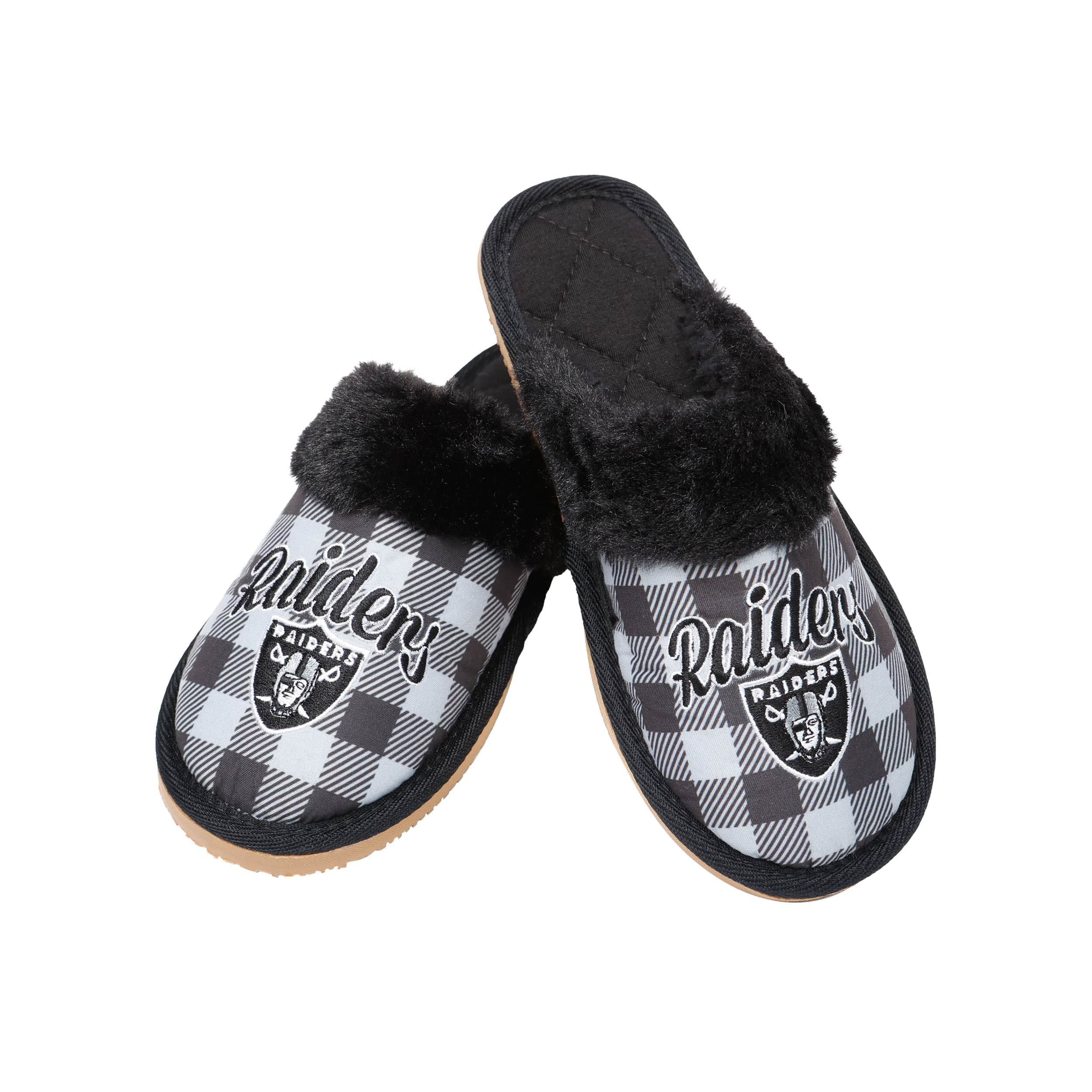 Las Vegas Raiders NFL Womens Plaid Sherpa Mule Slipper - Image 4