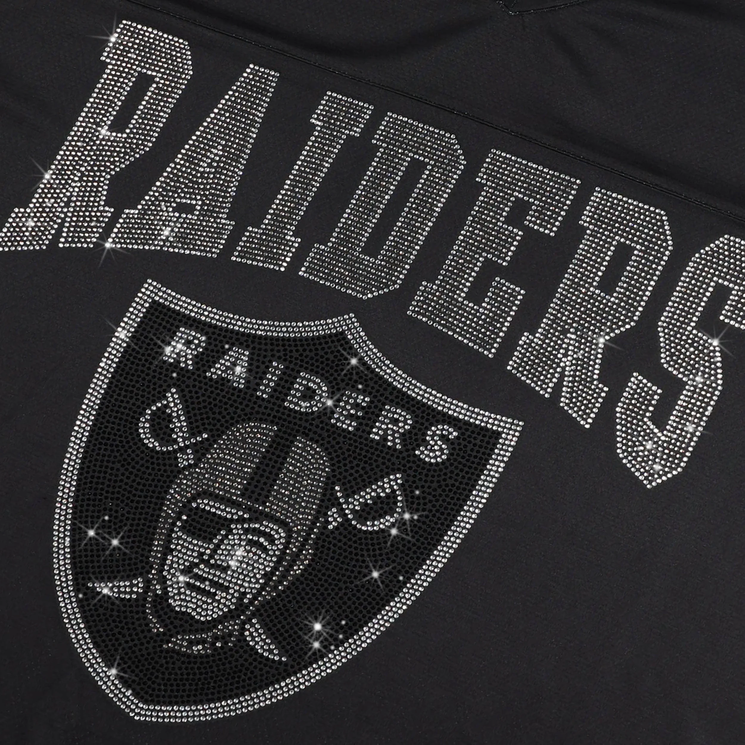 Las Vegas Raiders NFL Womens Rhinestone Logo Oversized V-Neck Mesh T-Shirt - Image 2
