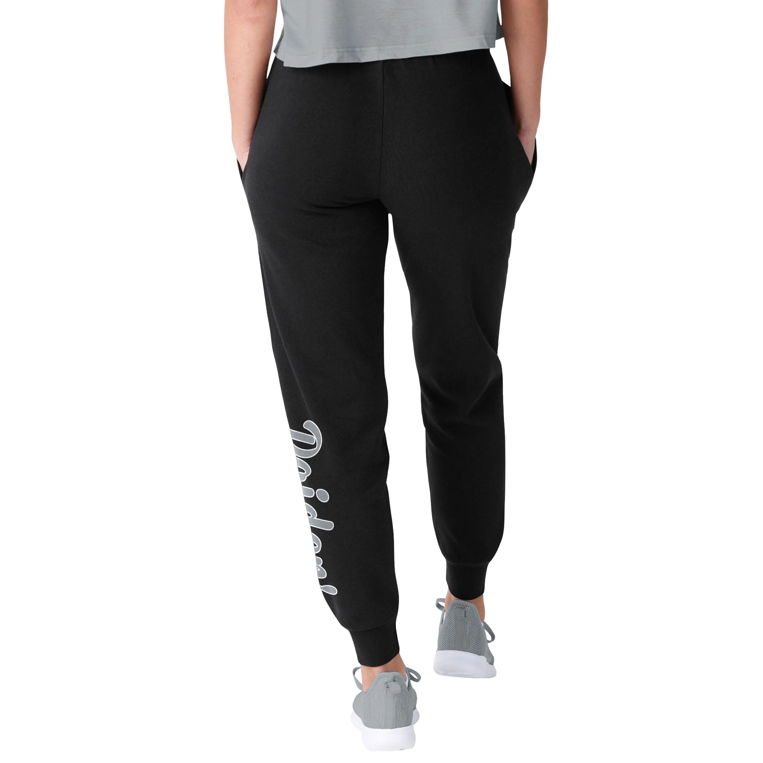 Las Vegas Raiders NFL Womens Script Wordmark Black Joggers - Image 2