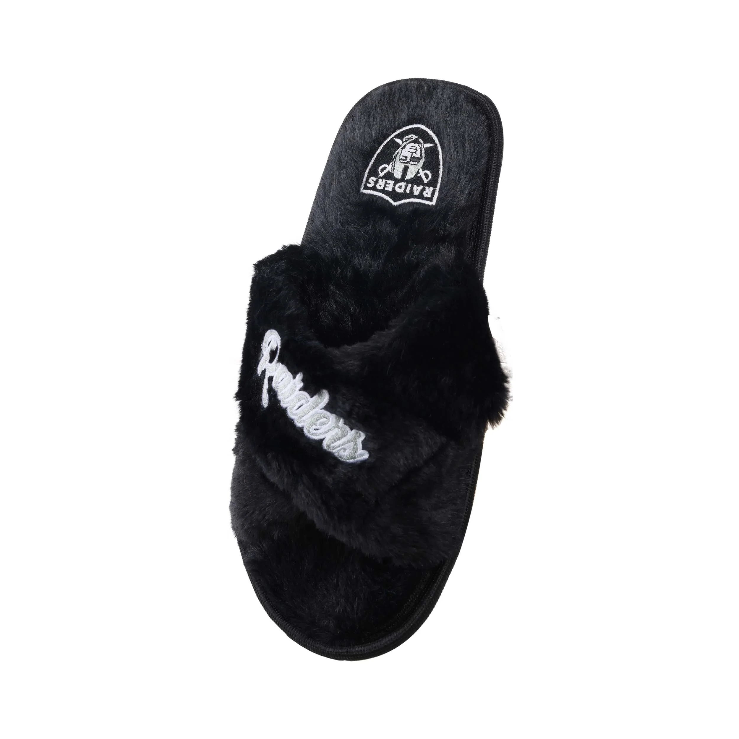 Las Vegas Raiders NFL Womens Script Wordmark Fur Cross Slide - Image 3