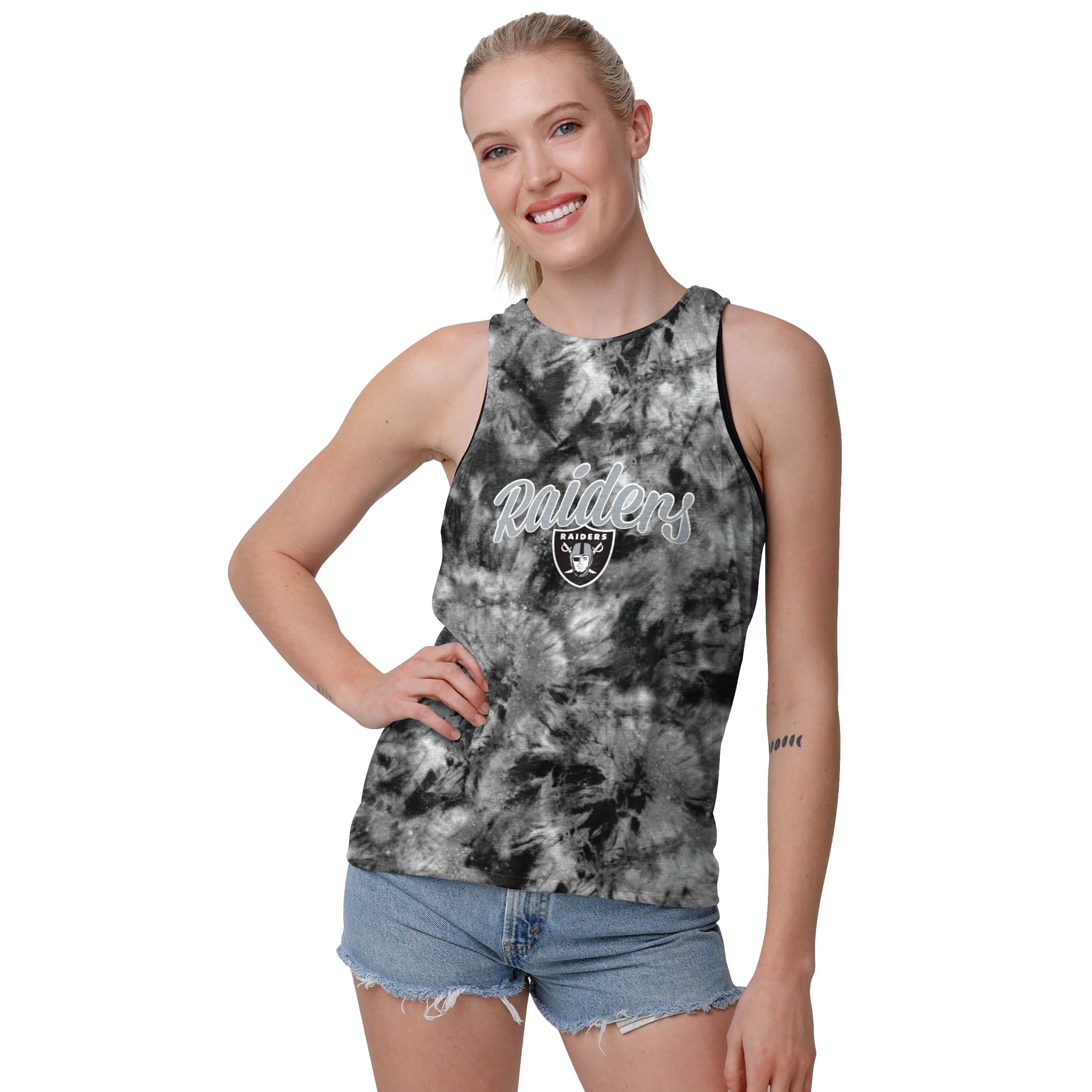 Las Vegas Raiders NFL Womens Script Wordmark Tie-Dye Tie-Breaker Sleeveless Top - Image 2