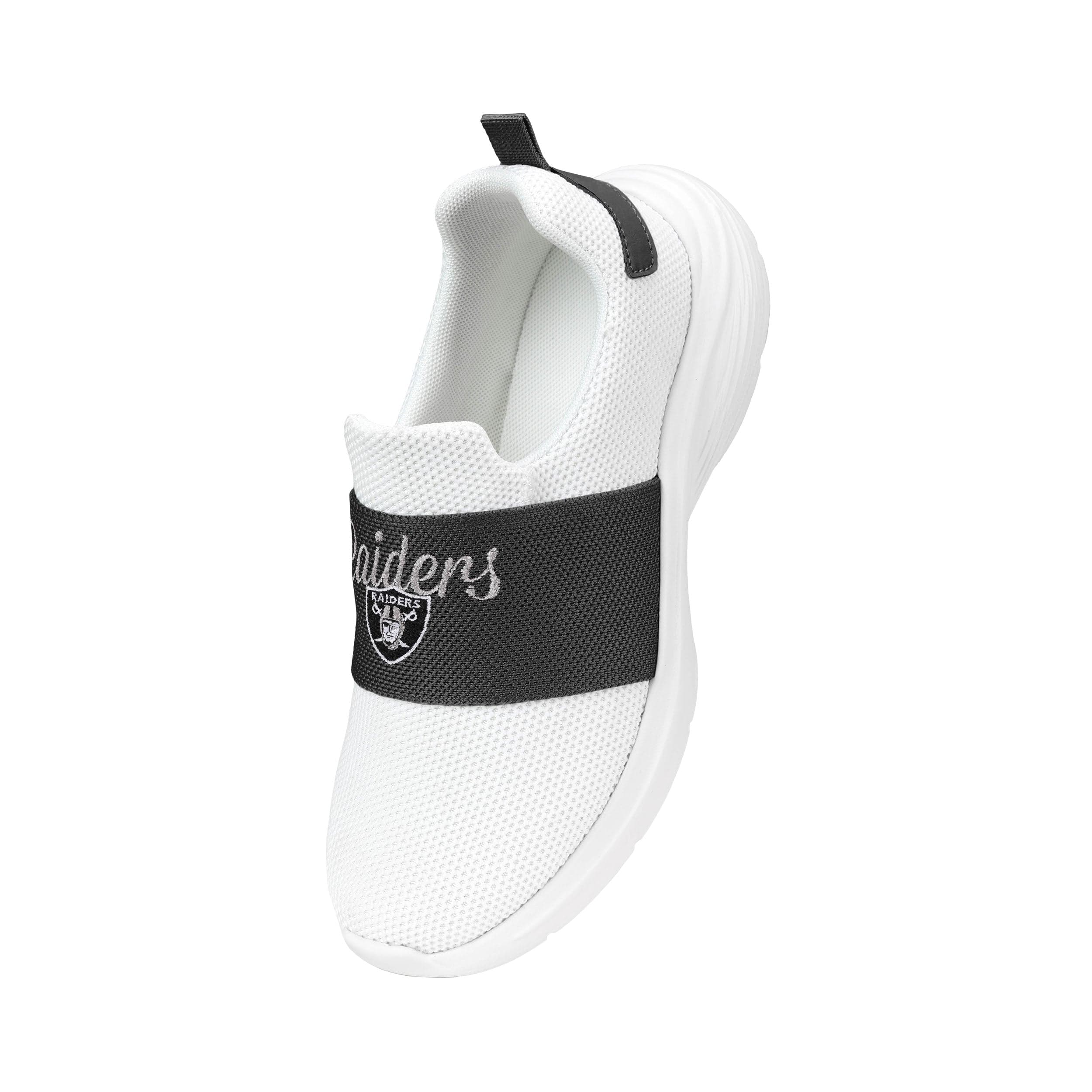 Las Vegas Raiders NFL Womens Script Wordmark White Slip On Sneakers - Image 2