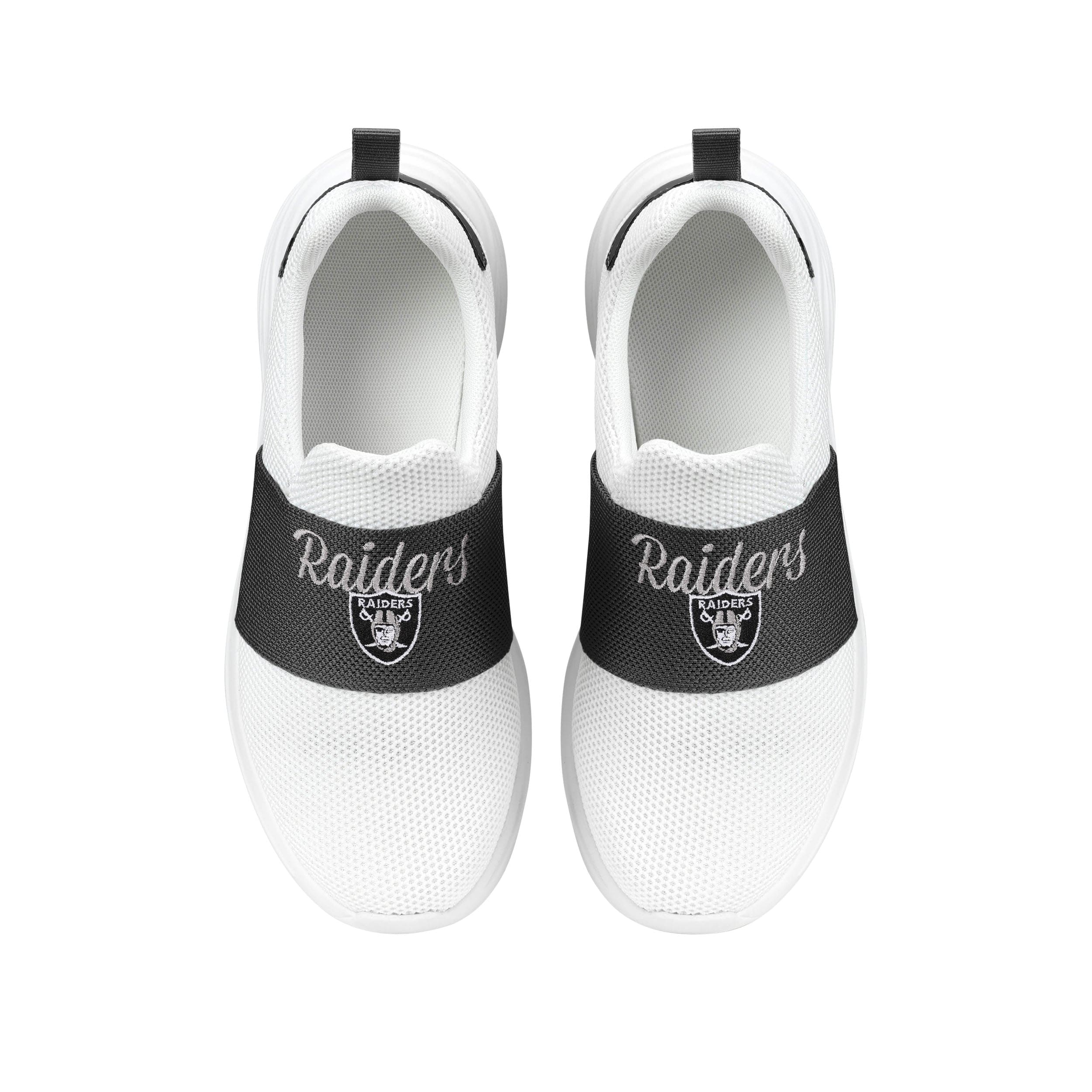 Las Vegas Raiders NFL Womens Script Wordmark White Slip On Sneakers - Image 4