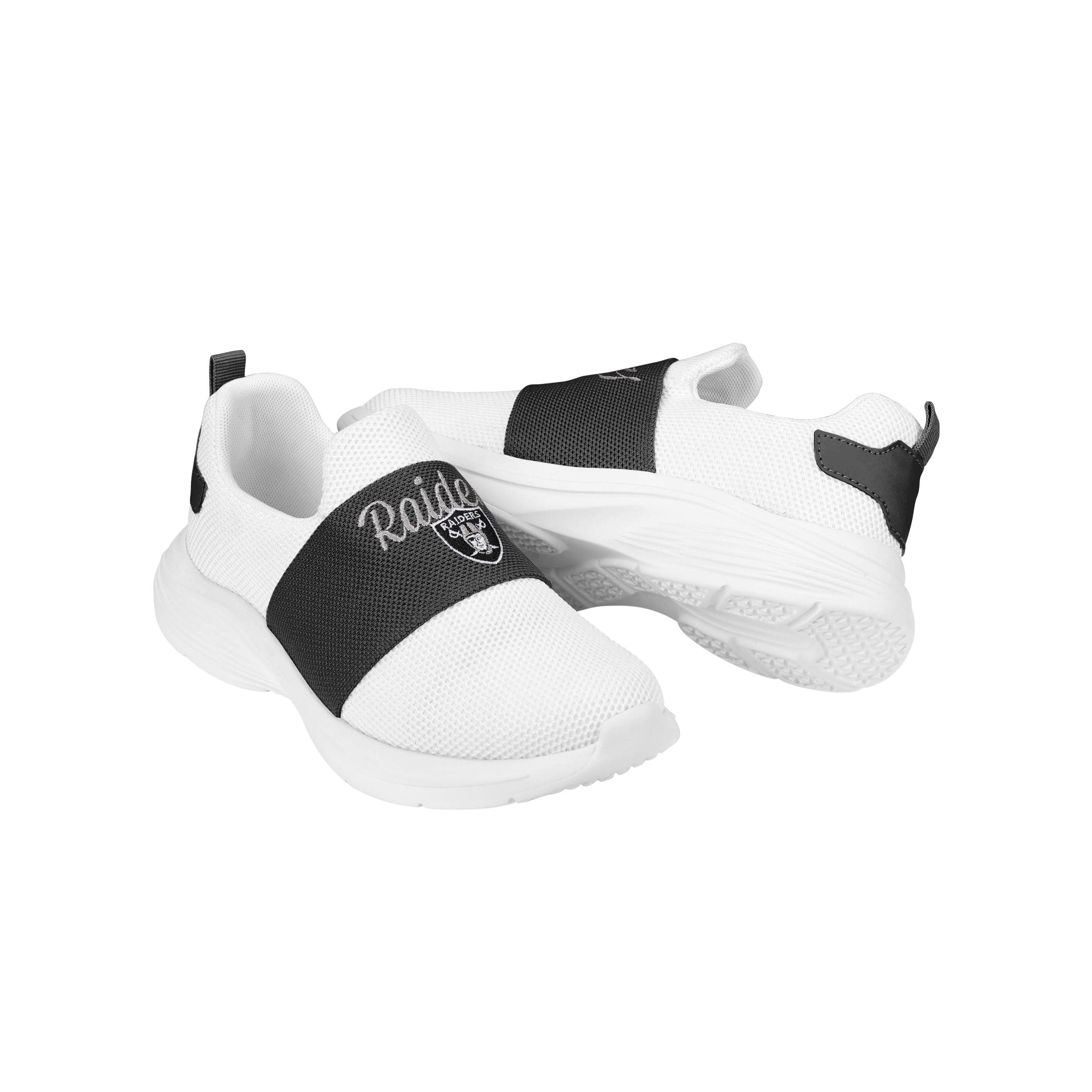 Las Vegas Raiders NFL Womens Script Wordmark White Slip On Sneakers - Image 5