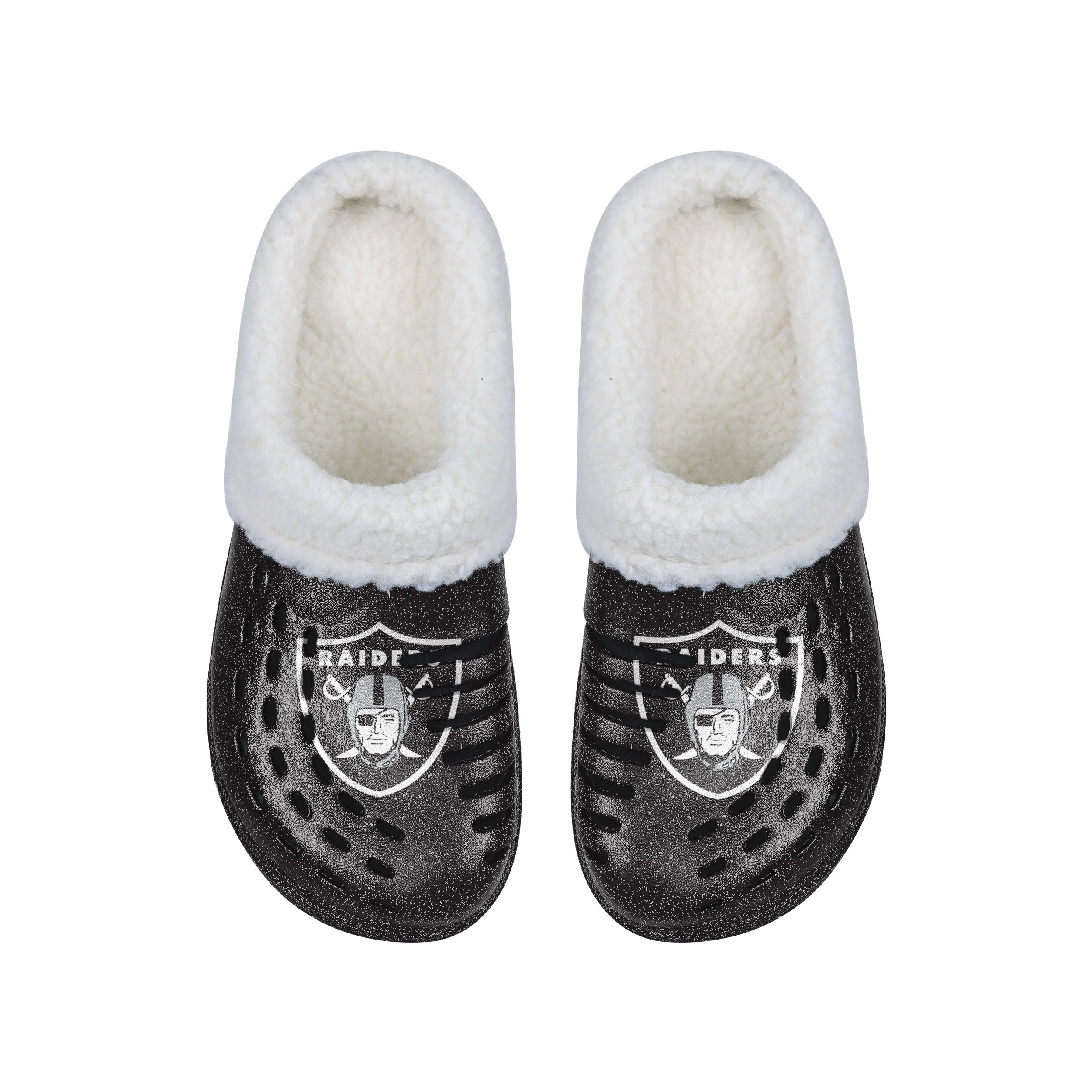 Las Vegas Raiders NFL Womens Sherpa Lined Glitter Clog - Image 4
