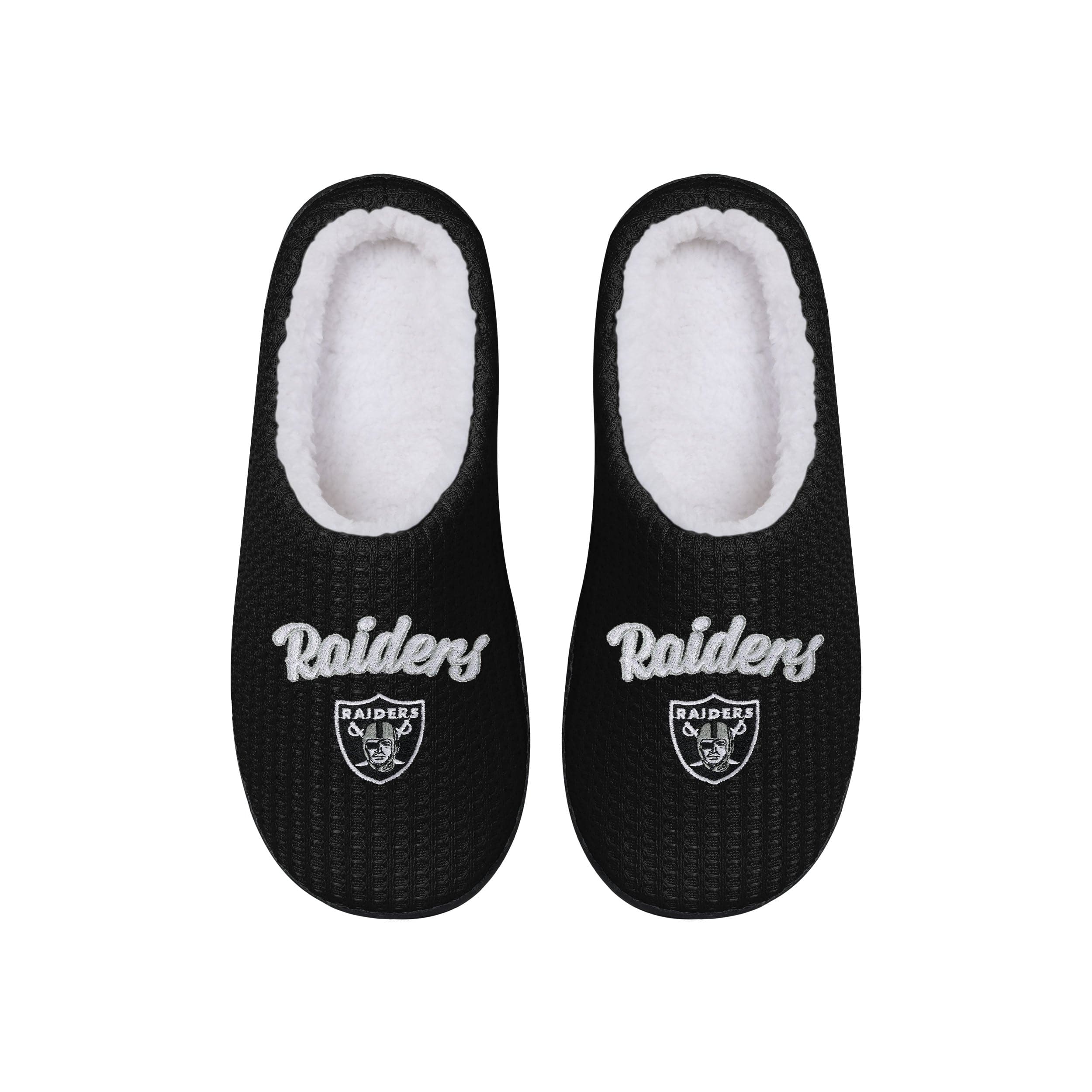Las Vegas Raiders NFL Womens Sherpa Lined Memory Foam Slippers - Image 3
