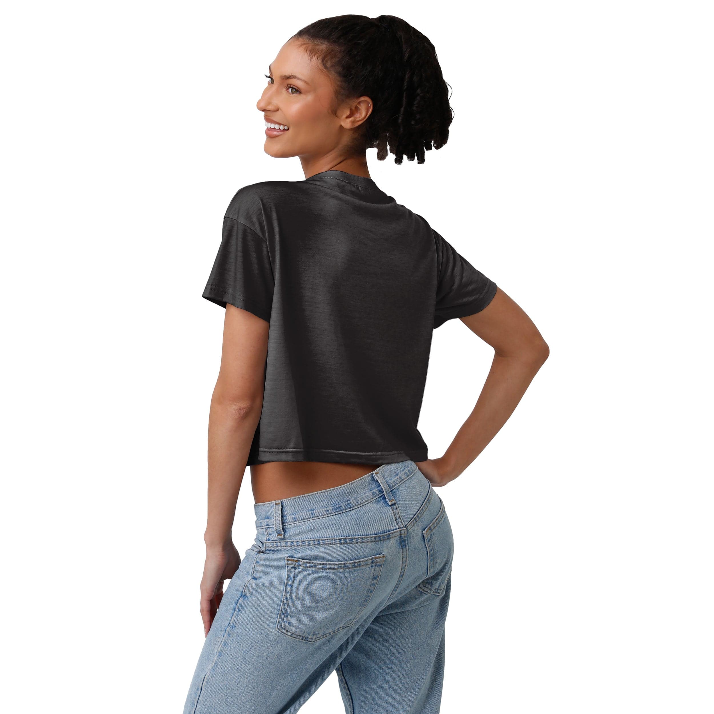 Las Vegas Raiders NFL Womens Solid Big Logo Crop Top - Image 2