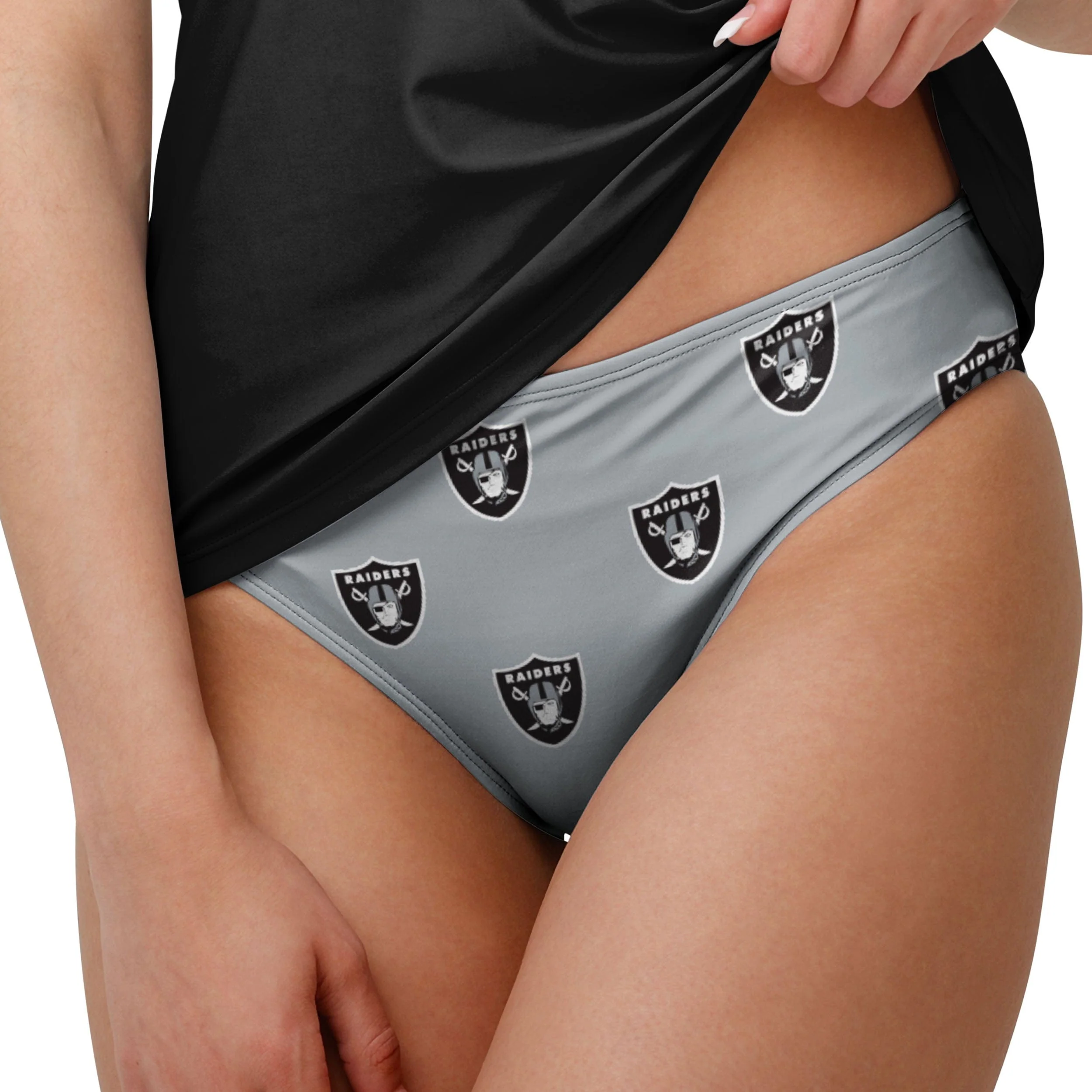 Las Vegas Raiders NFL Womens Summertime Mini Print Bikini Bottom - Image 3