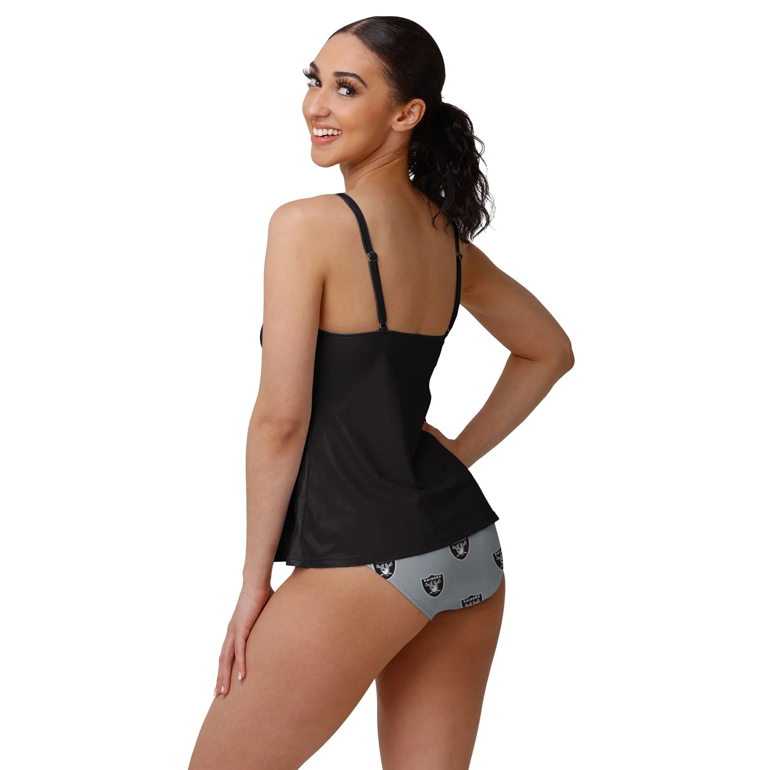Las Vegas Raiders NFL Womens Summertime Mini Print Bikini Bottom - Image 4