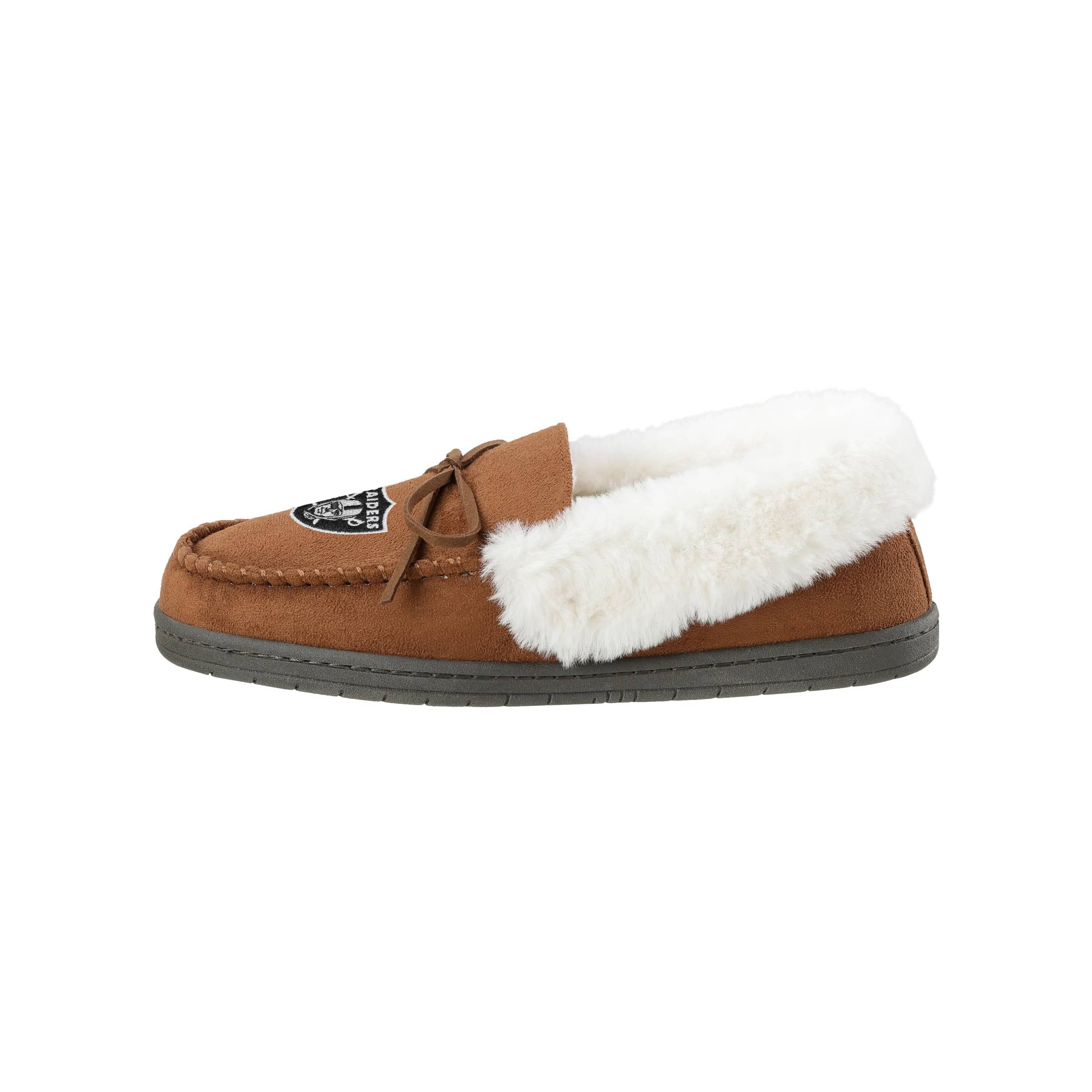 Las Vegas Raiders NFL Womens Tan Moccasin Slippers - Image 2