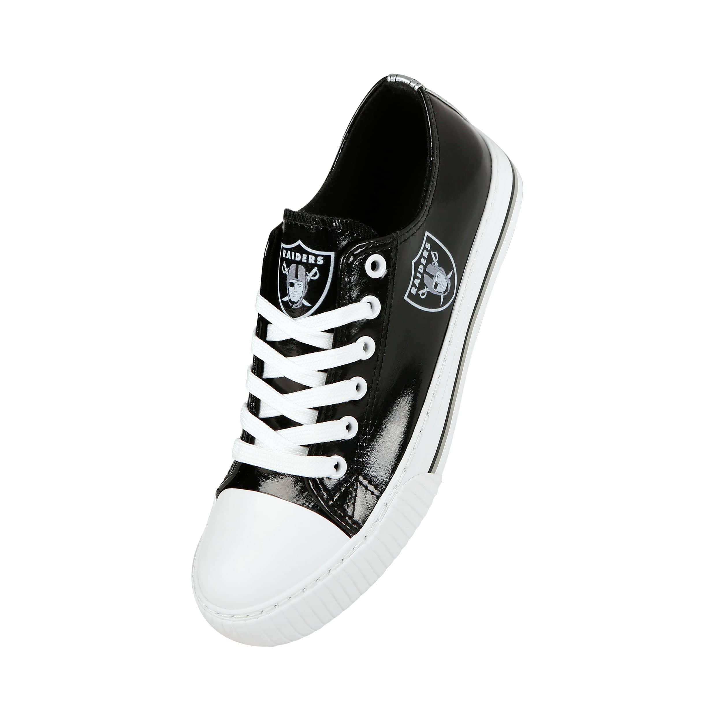 Las Vegas Raiders NFL Womens Team Color Metallic Low Top Canvas Shoes - Image 2