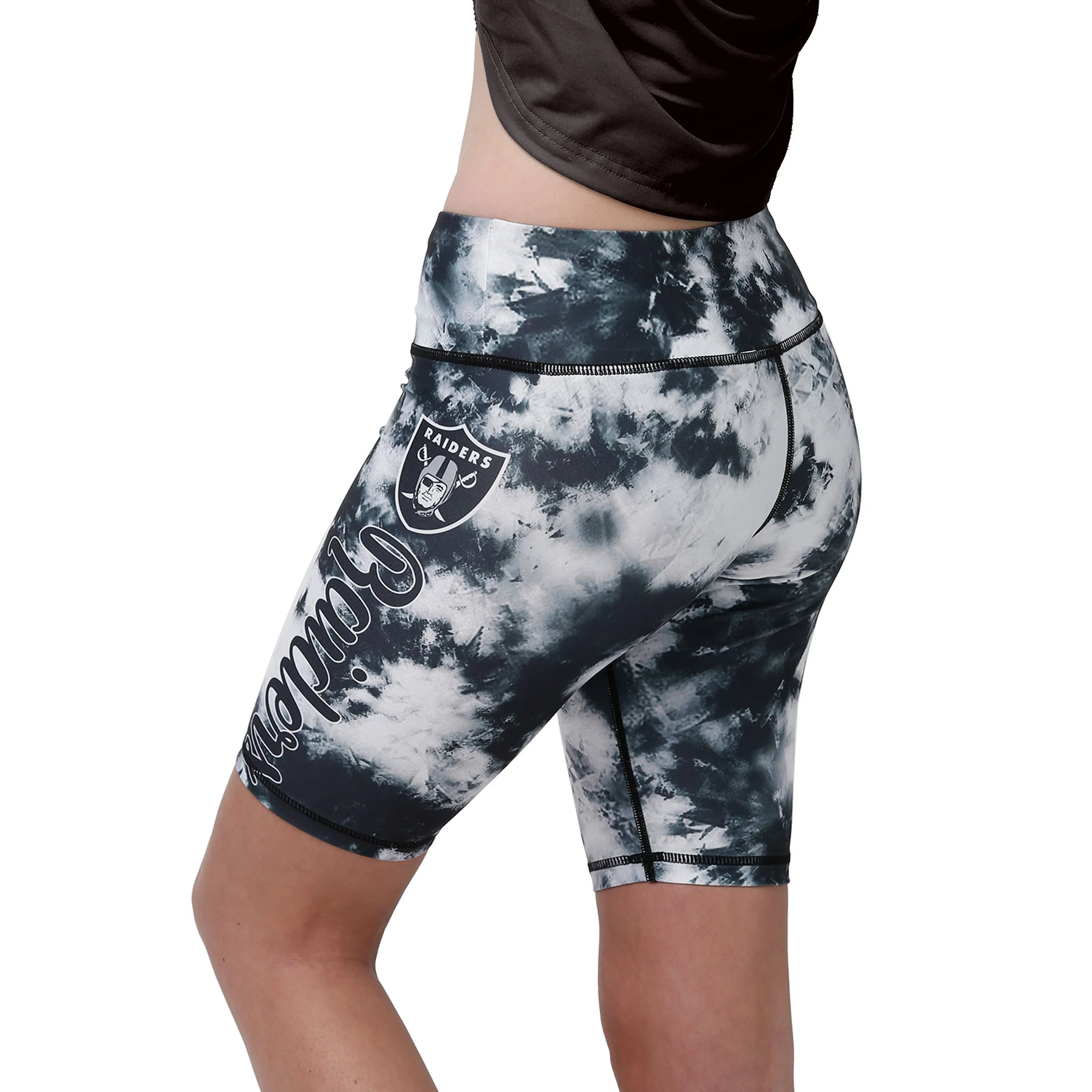 Las Vegas Raiders NFL Womens Team Color Tie-Dye Bike Shorts - Image 2