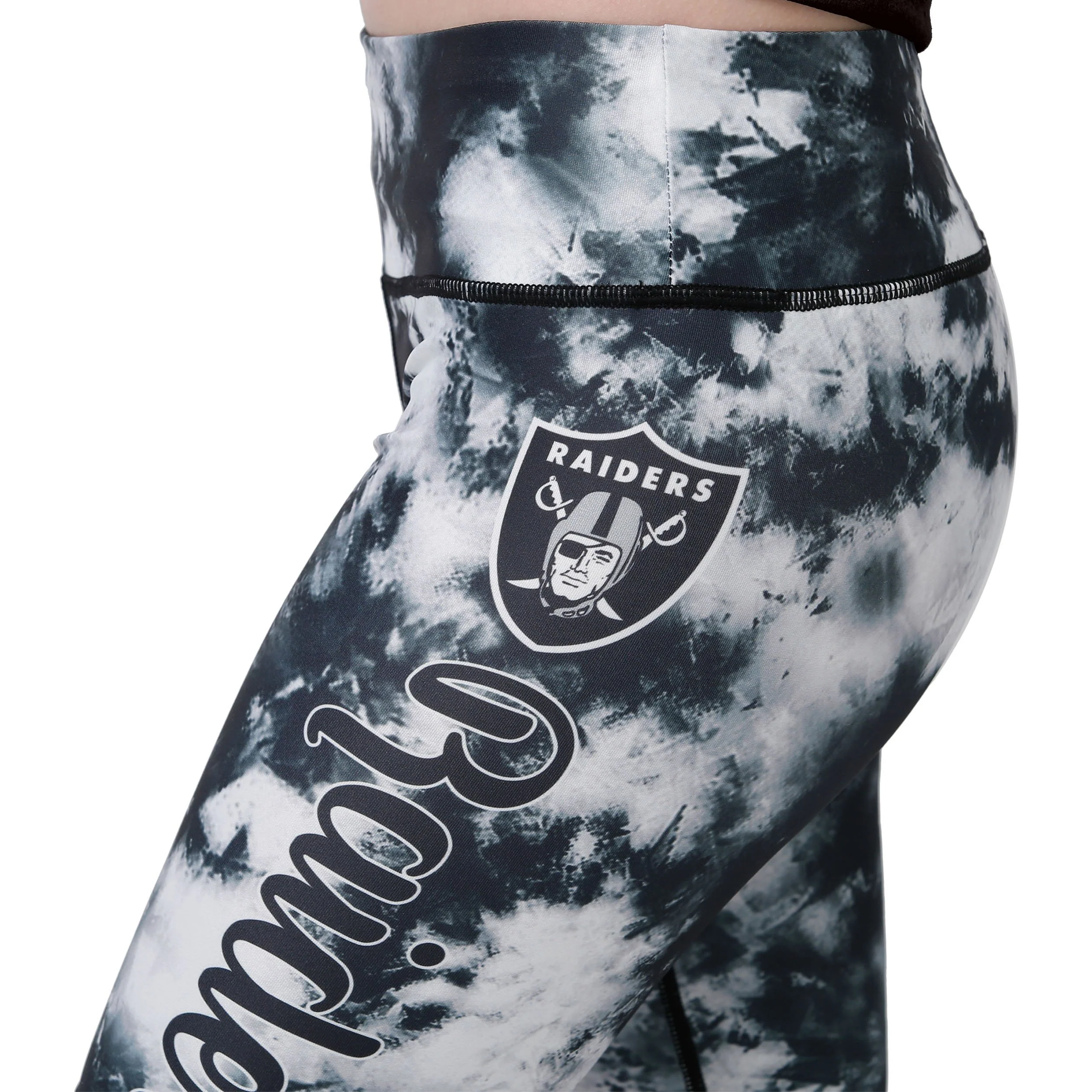 Las Vegas Raiders NFL Womens Team Color Tie-Dye Bike Shorts - Image 3