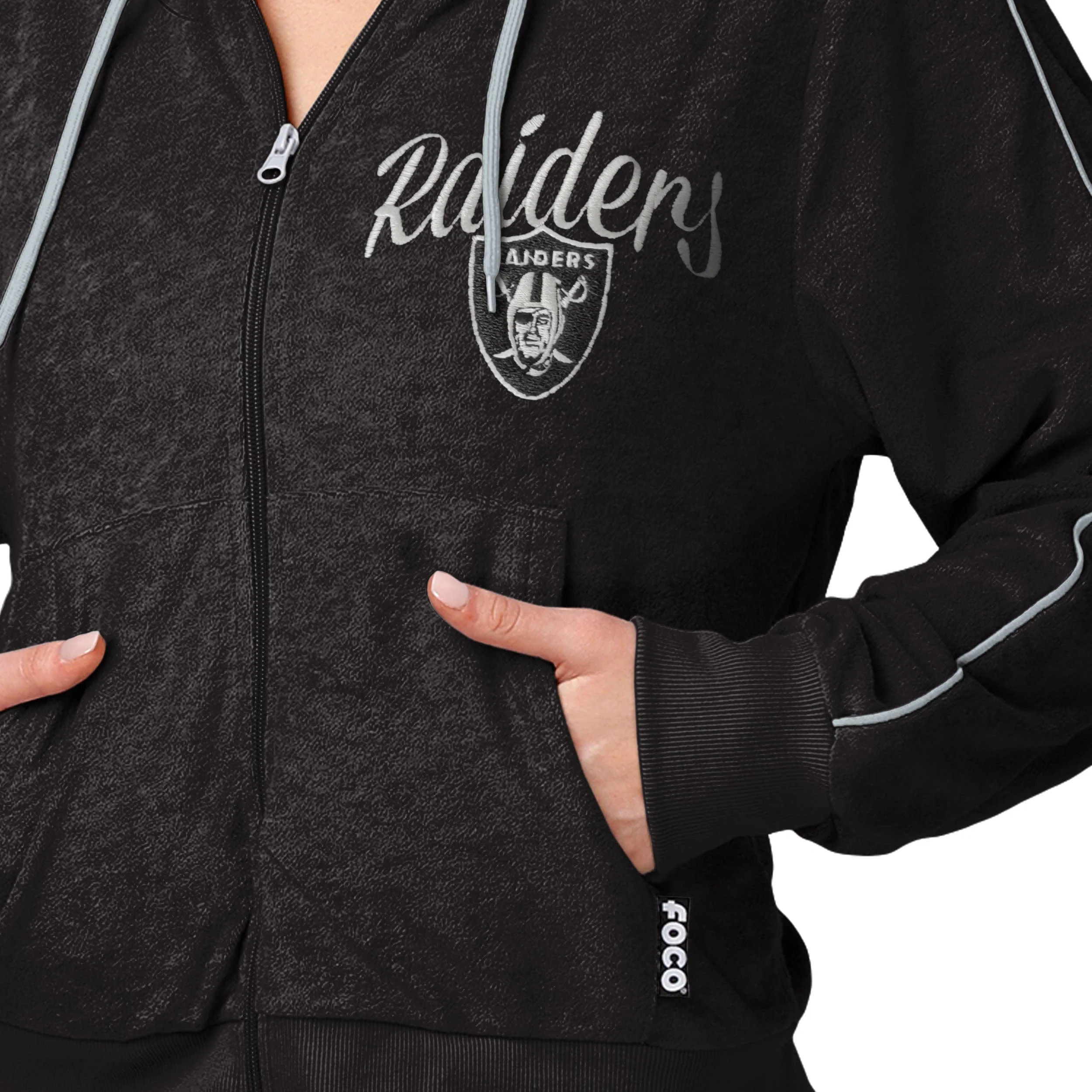 Las Vegas Raiders NFL Womens Terry Knit Zip Up Top - Image 4