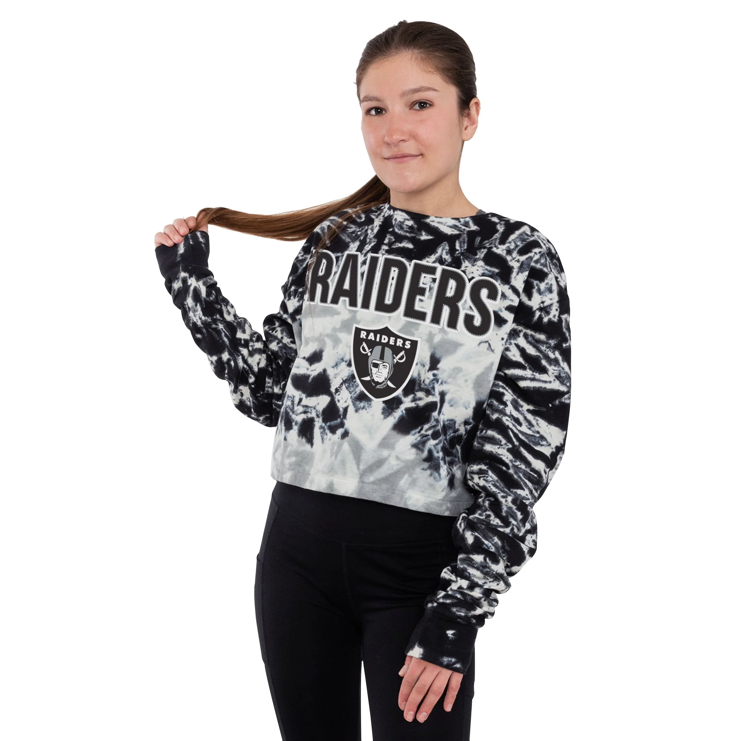 Las Vegas Raiders NFL Womens Tie-Dye Rush Cropped Sweater